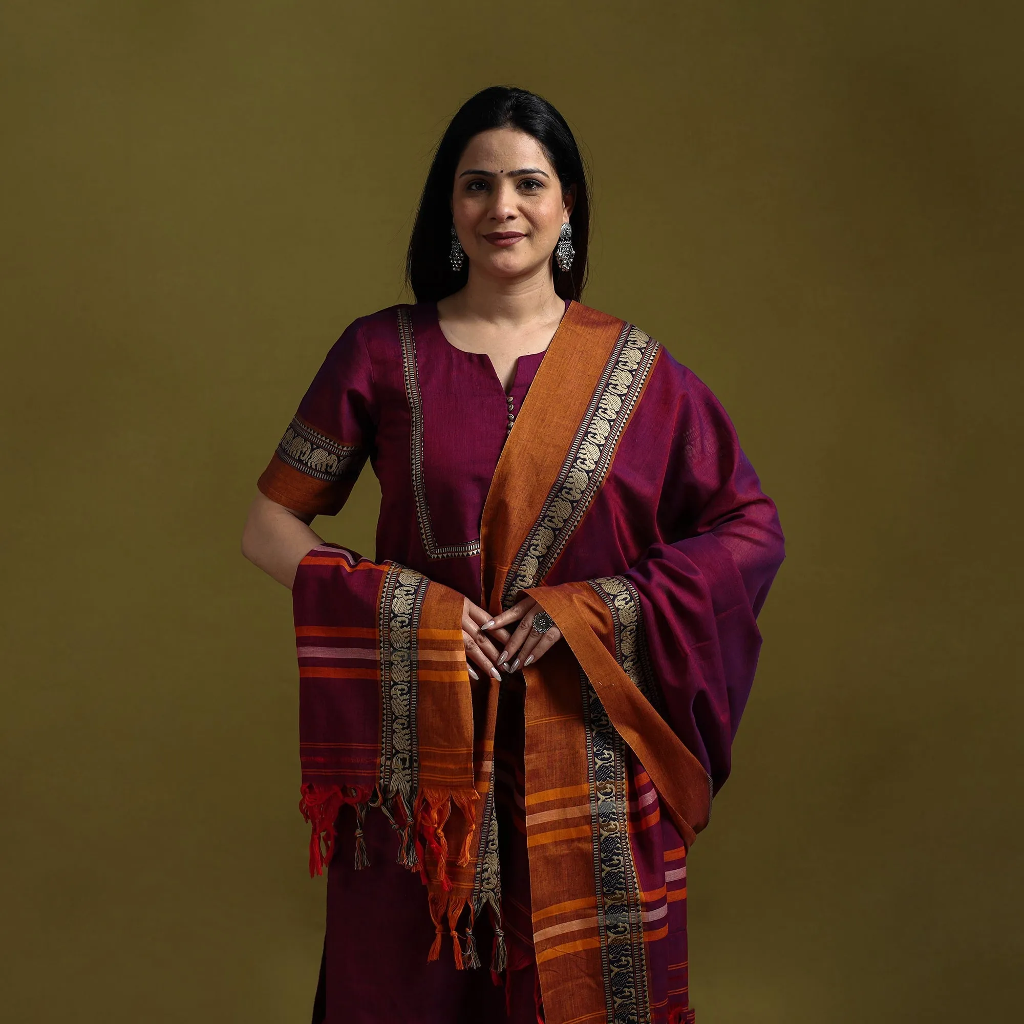 Purple - Dharwad Cotton Suit Set with Dupatta for women 12 sold by Itokri product image thumbnail 2