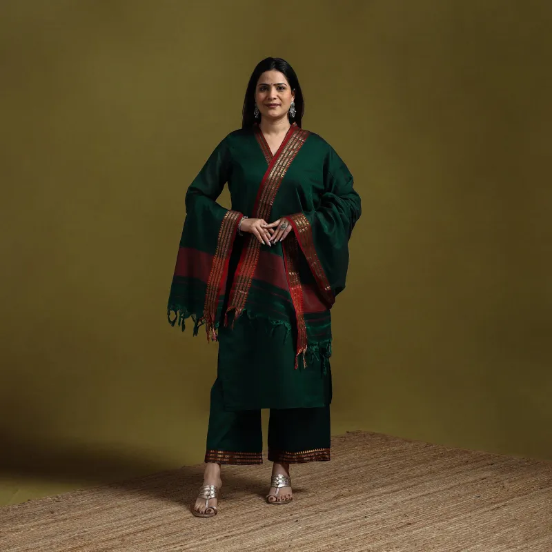 Green - Dharwad Cotton Suit Set with Dupatta for women 10 sold by Itokri