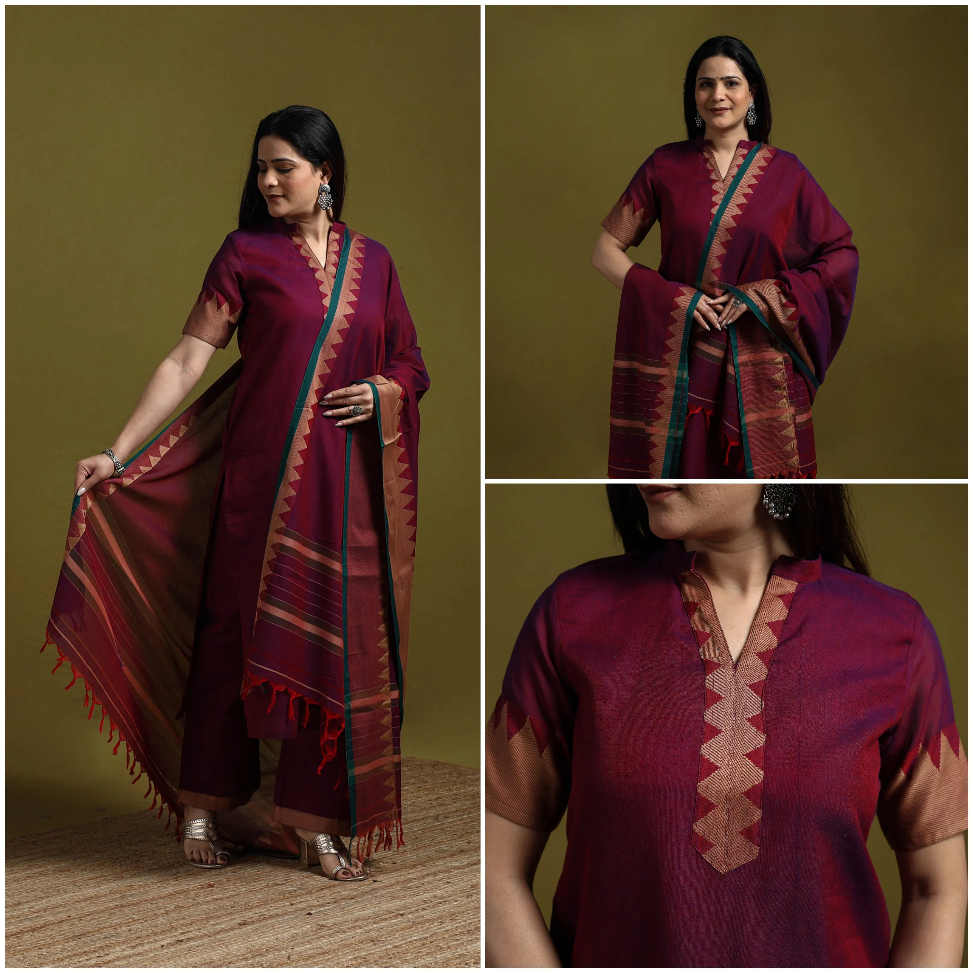 Purple - Dharwad Cotton Suit Set with Dupatta for women 08 sold by Itokri product image thumbnail 3