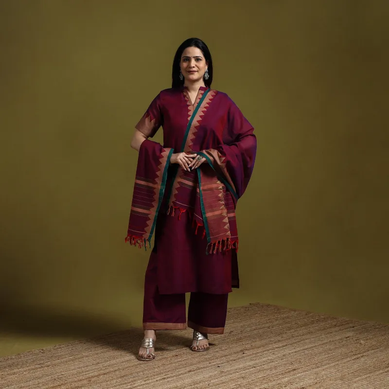 Purple - Dharwad Cotton Suit Set with Dupatta for women 08 sold by Itokri