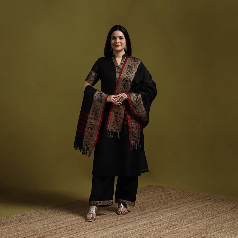 Black - Dharwad Cotton Suit Set with Dupatta for women 03 sold by Itokri