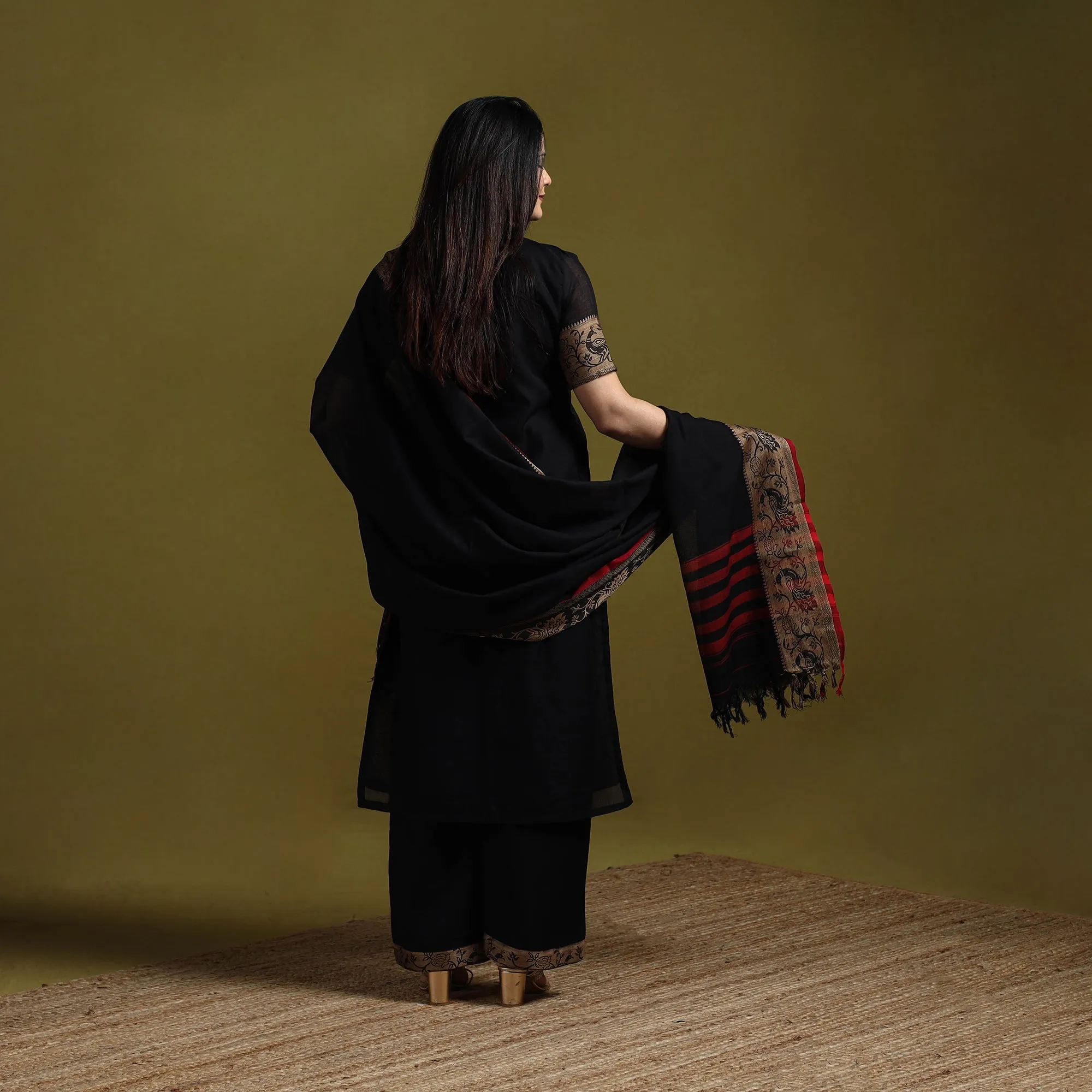 Black - Dharwad Cotton Suit Set with Dupatta for women 03 sold by Itokri product image thumbnail 4