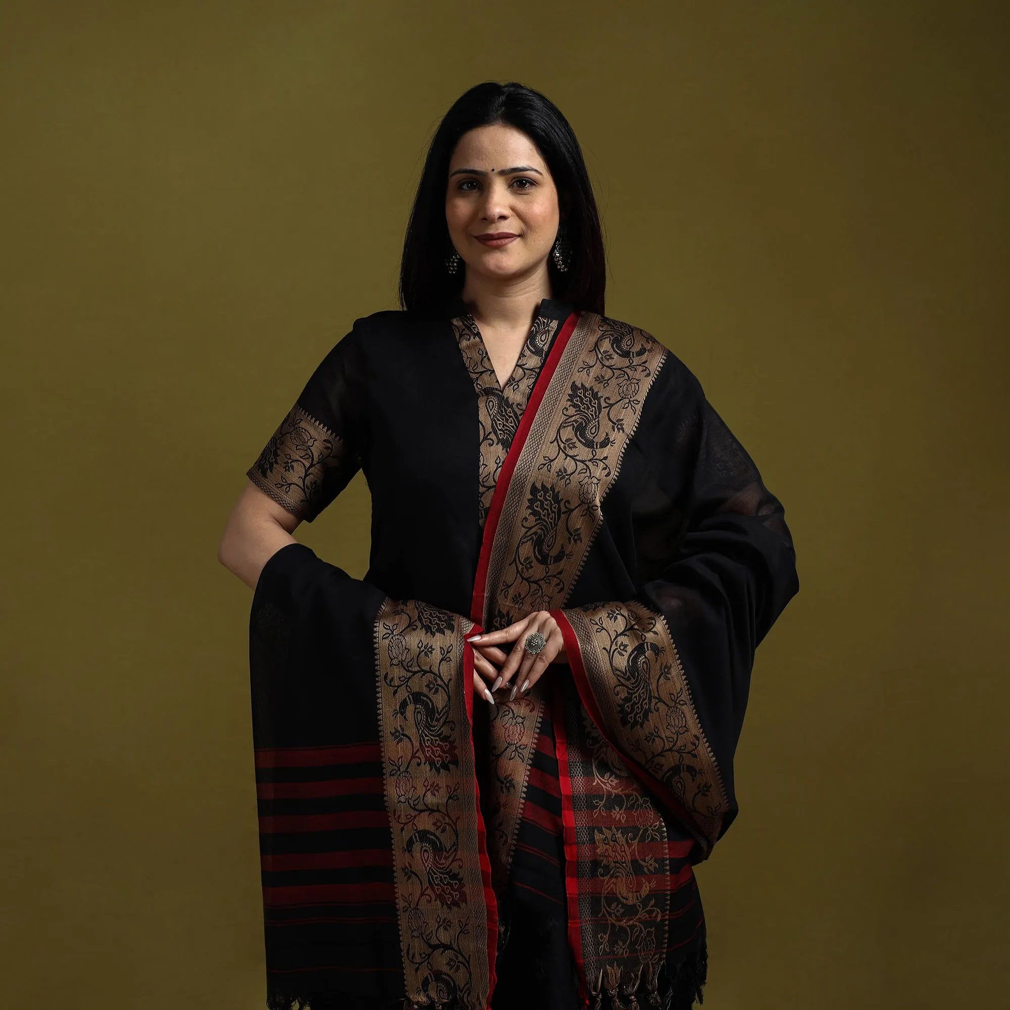 Black - Dharwad Cotton Suit Set with Dupatta for women 03 sold by Itokri product image thumbnail 2
