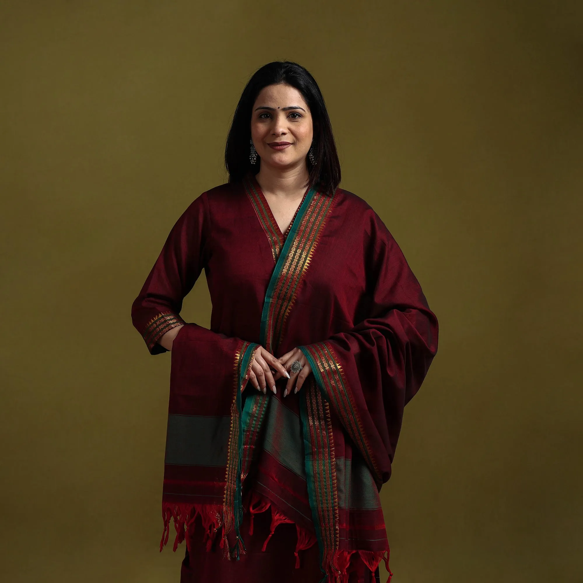 Maroon - Dharwad Cotton Suit Set with Dupatta for women 09 sold by Itokri product image thumbnail 2