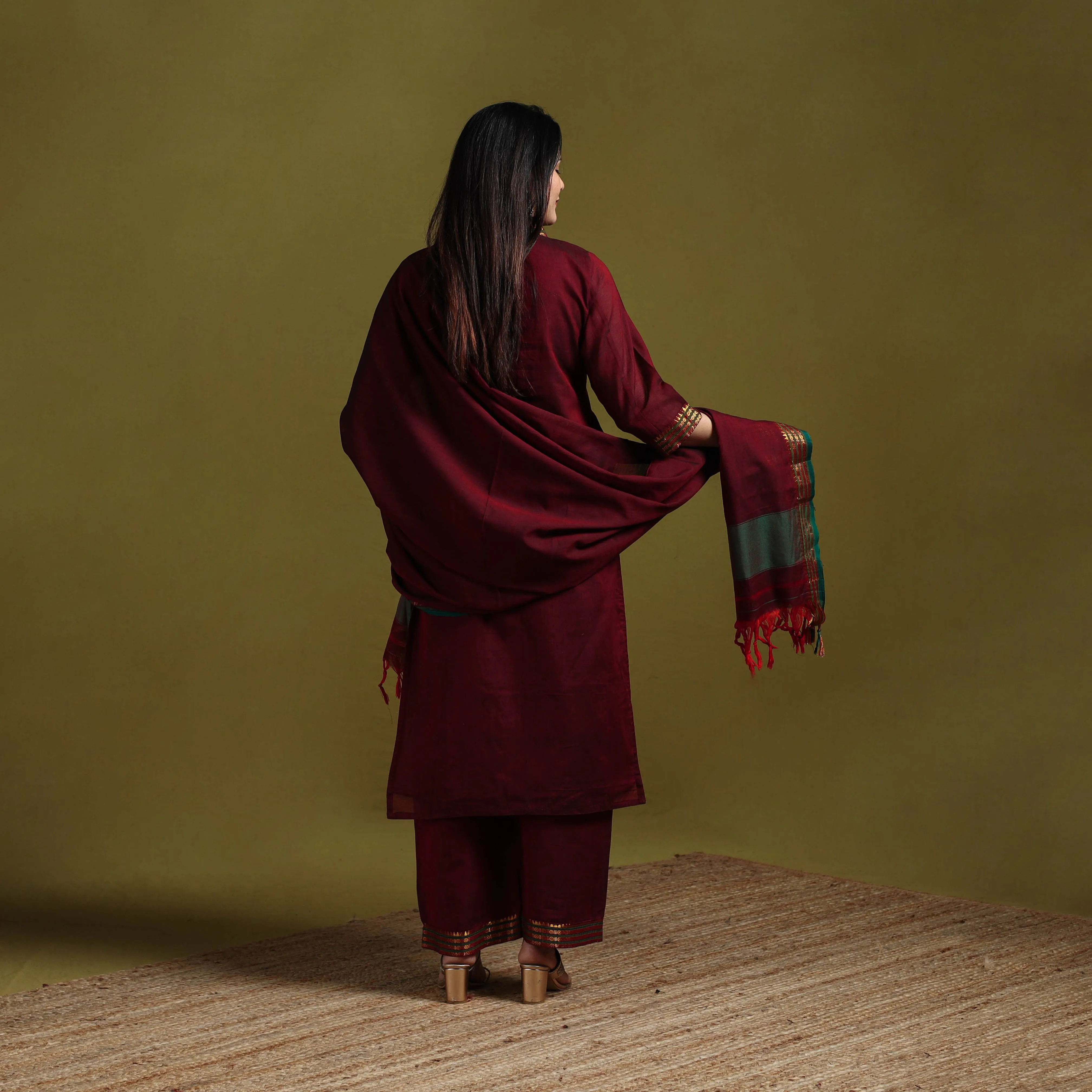 Maroon - Dharwad Cotton Suit Set with Dupatta for women 09 sold by Itokri product image thumbnail 4