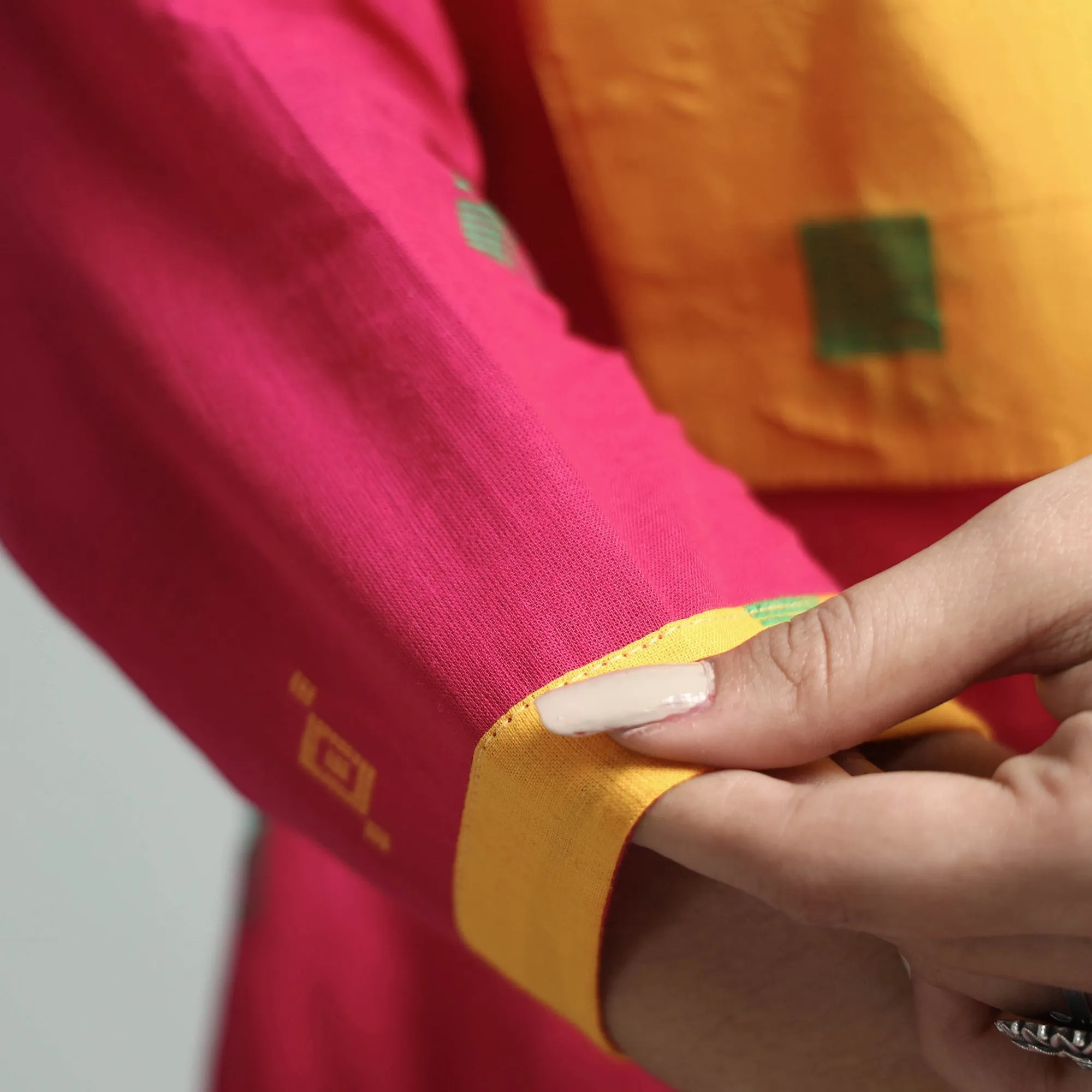 Dark Pink - Jacquard Cotton Floral A-Line Kurta sold by Itokri product image thumbnail 5