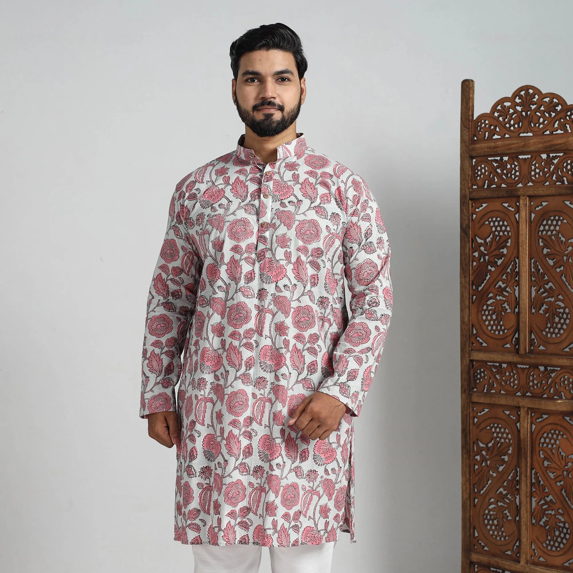 Block Print Cotton Sanganeri Kurta for Men (Long) 15 sold by Itokri product image thumbnail 3