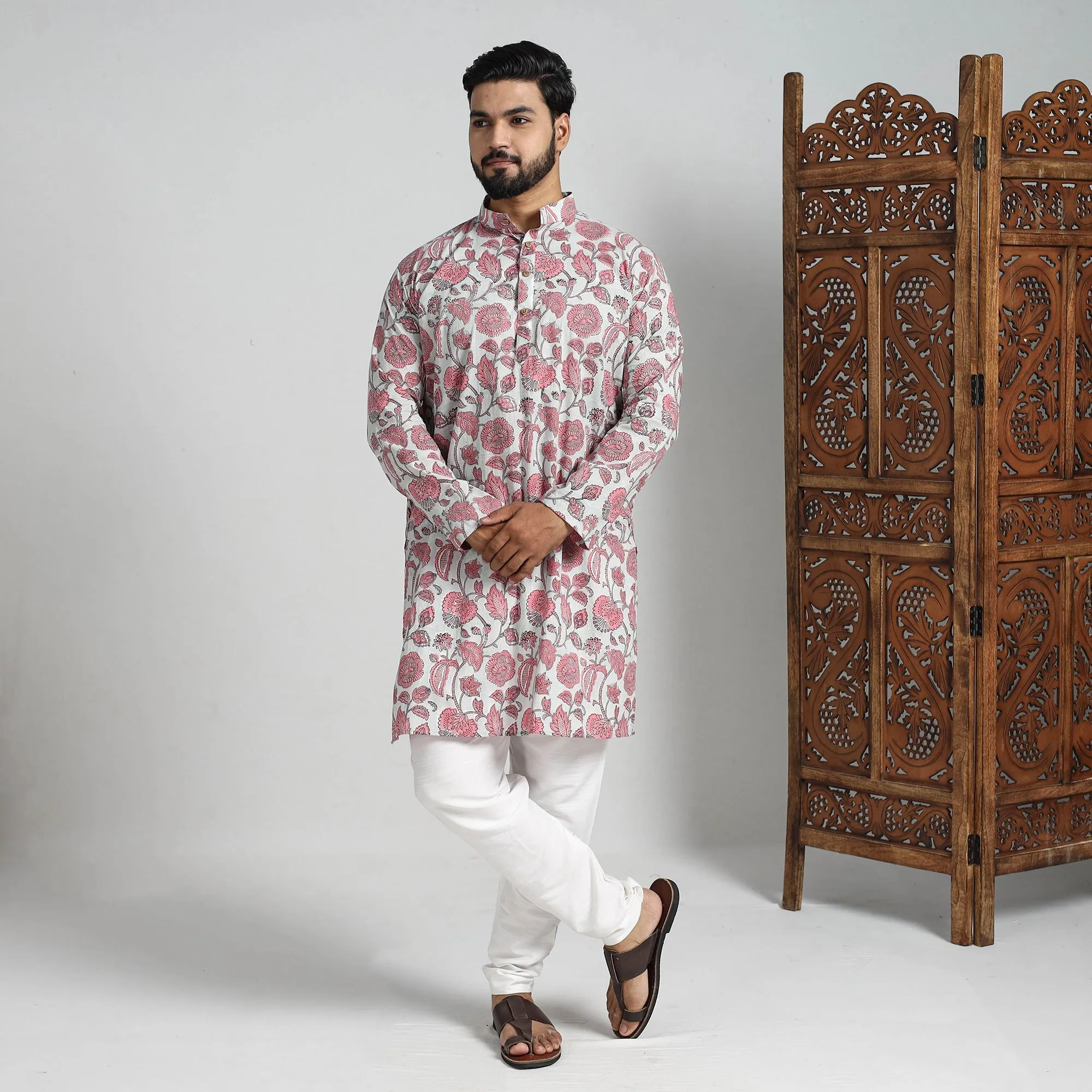 Block Print Cotton Sanganeri Kurta for Men (Long) 15 sold by Itokri product image thumbnail 2