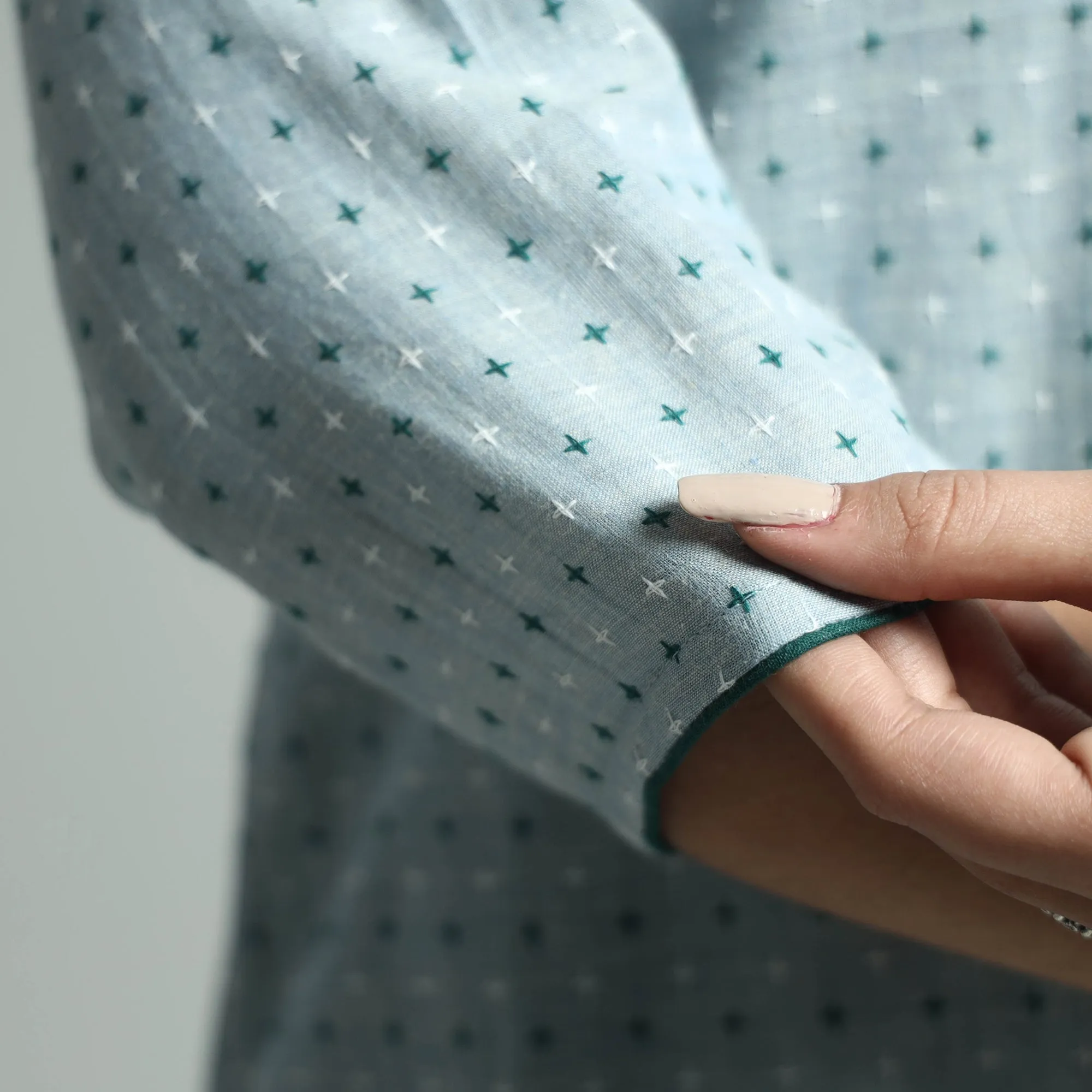 Sky Blue - Jacquard Cotton Straight Kurta sold by Itokri product image thumbnail 5