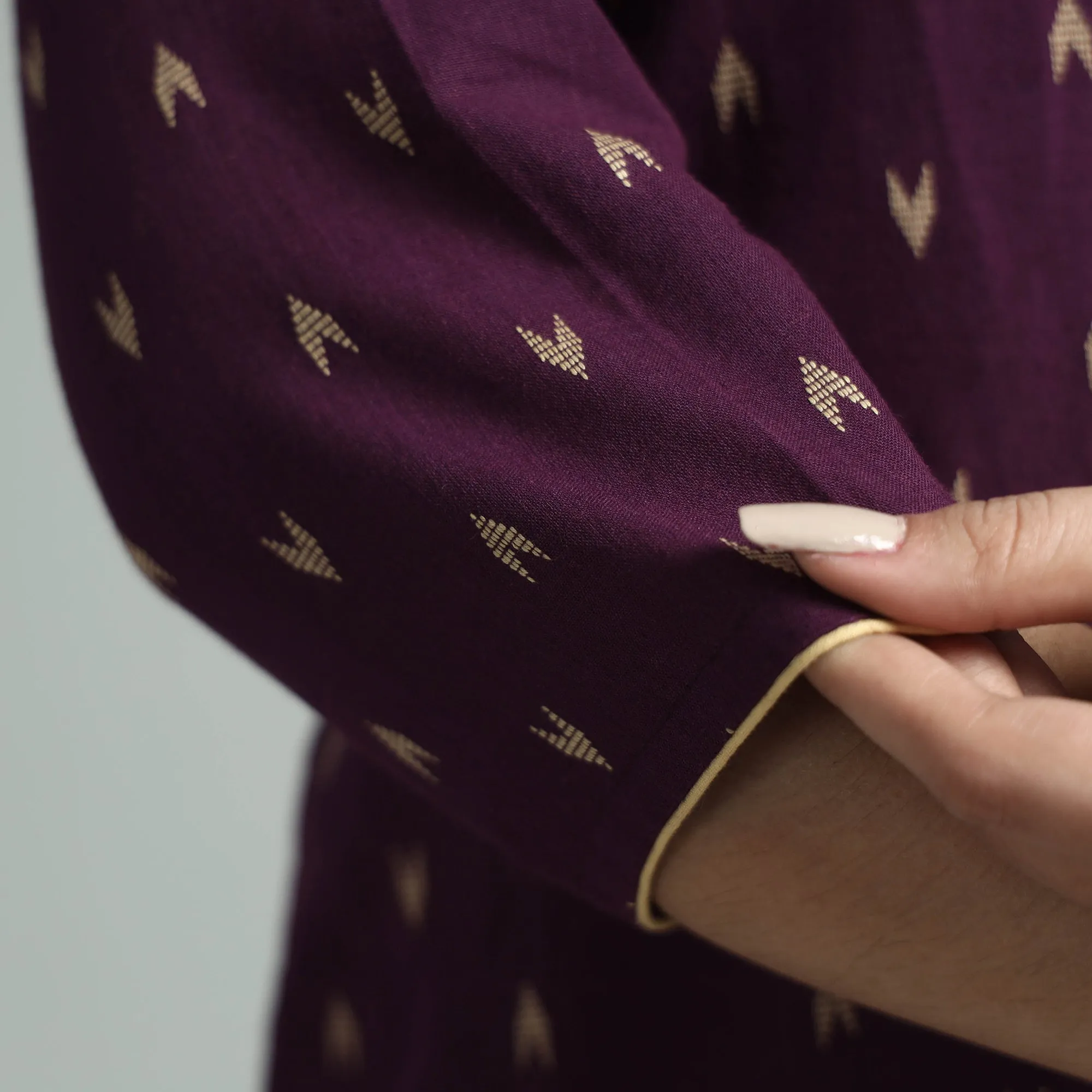 Dark Purple - Jacquard Cotton Straight Kurta 21 sold by Itokri product image thumbnail 5