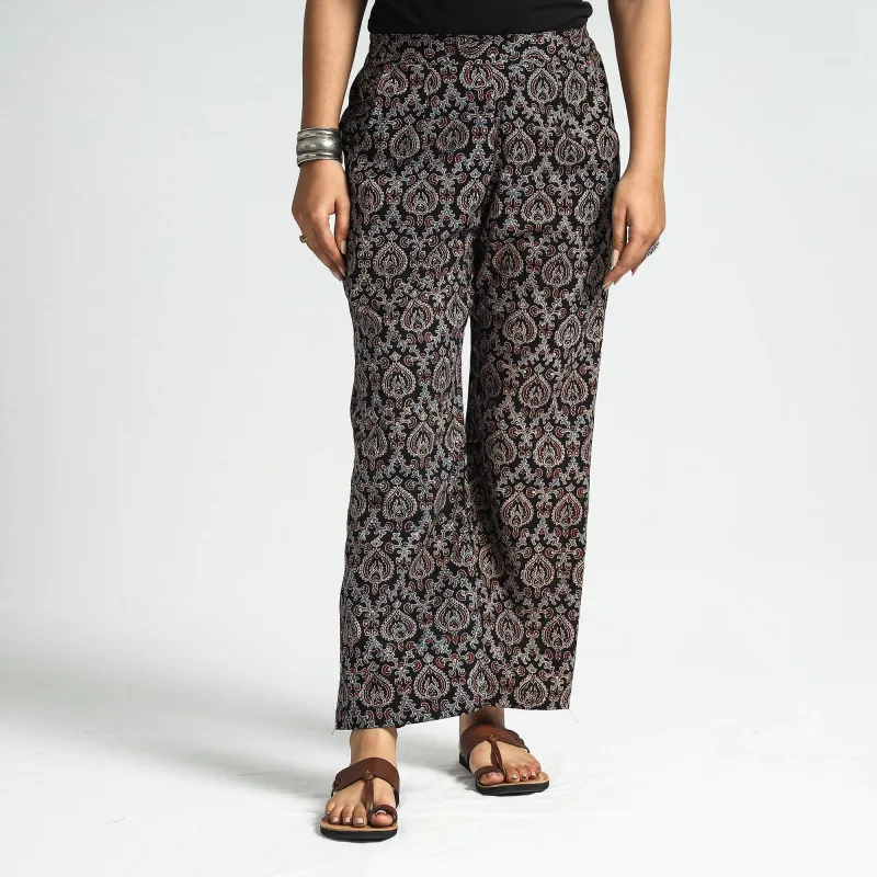 Black - Ajrakh Block Printed Cotton Elasticated Pant sold by Itokri