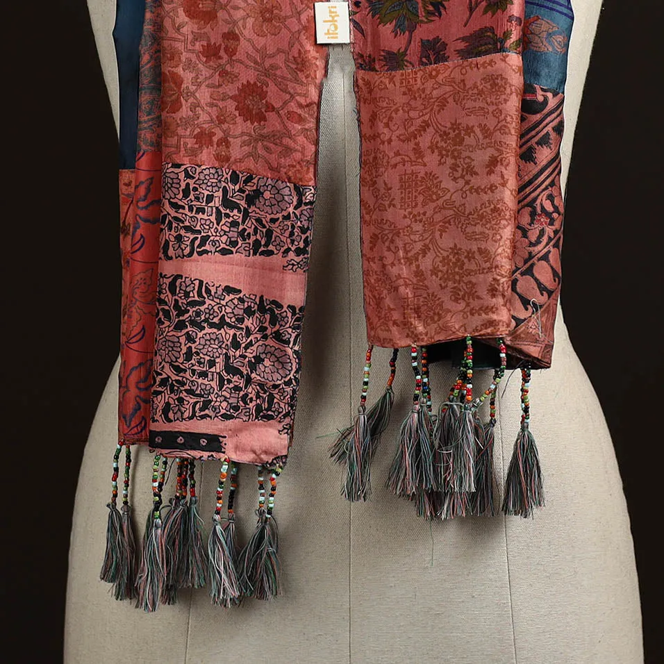 Pure Silk Patchwork Stole with Tassels 19 sold by Itokri product image thumbnail 2