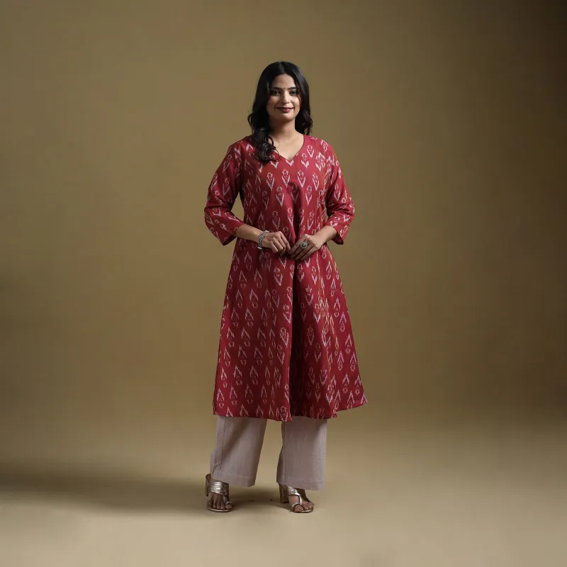 Handloom Mercerised Cotton Pochampally Ikat 2pc Kurta Set for women 04 sold by Itokri