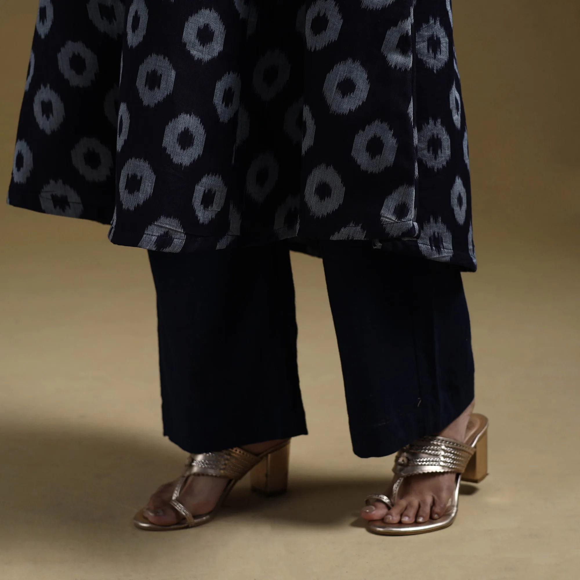 Blue - Handloom Mercerised Cotton Pochampally Ikat 2pc Kurta Set for women 03 sold by Itokri product image thumbnail 5