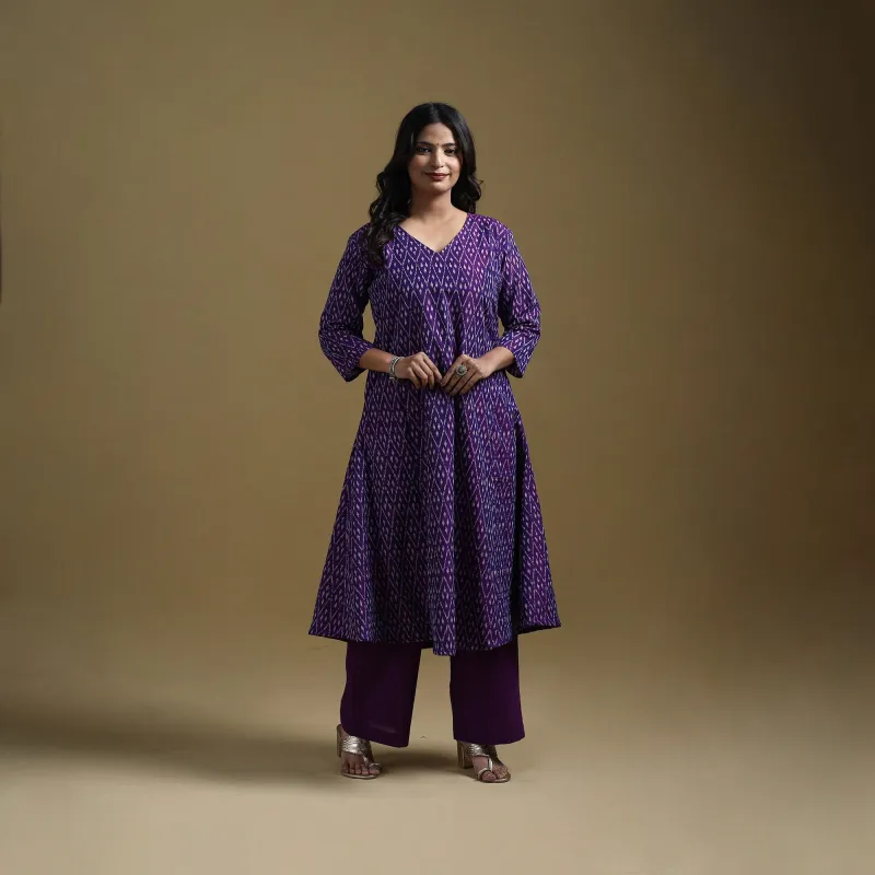 Handloom Mercerised Cotton Pochampally Ikat 2pc Kurta Set for women 02 sold by Itokri