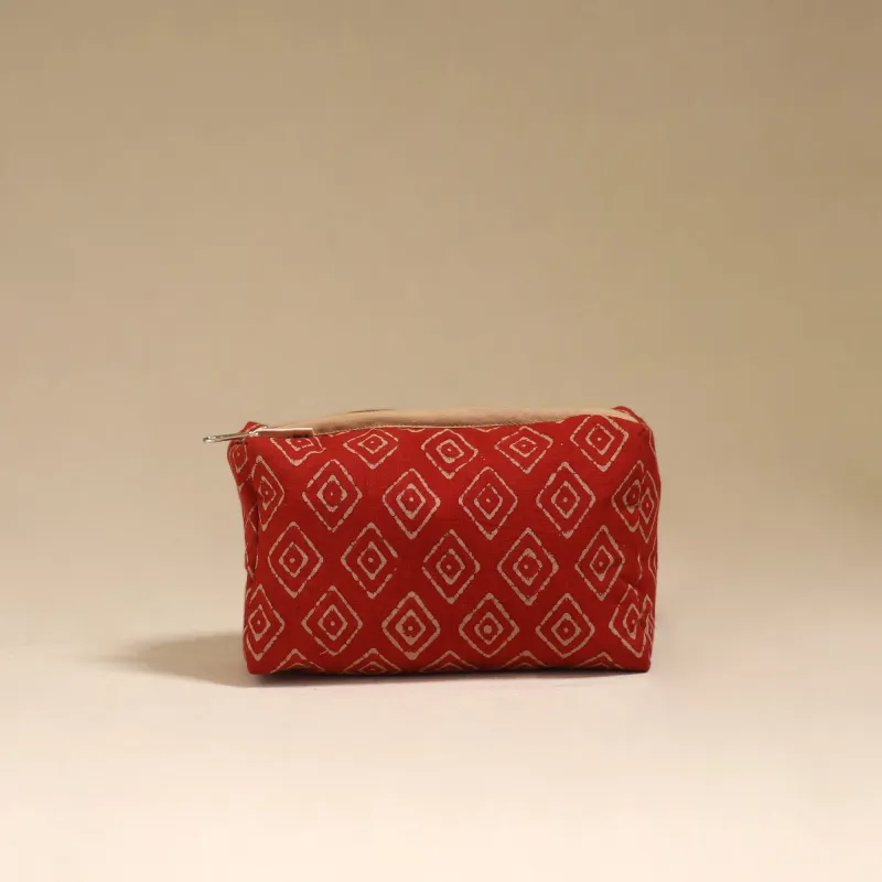 Red - Handcrafted Fabric Toiletry Bag 09 sold by Itokri