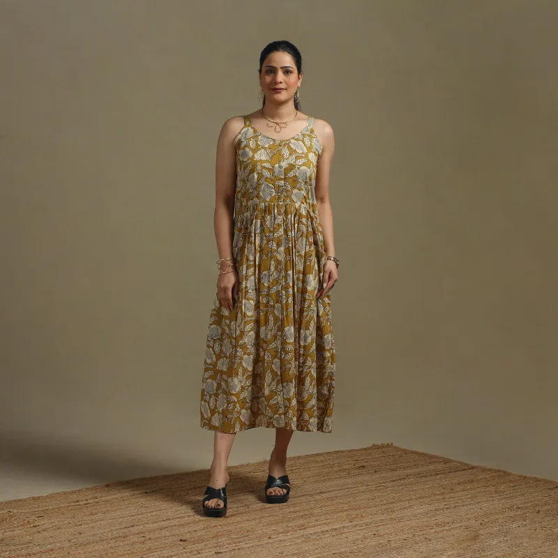 Hand Block Print Natural Dyed Cotton Button Down Bagru Dress 04 sold by Itokri