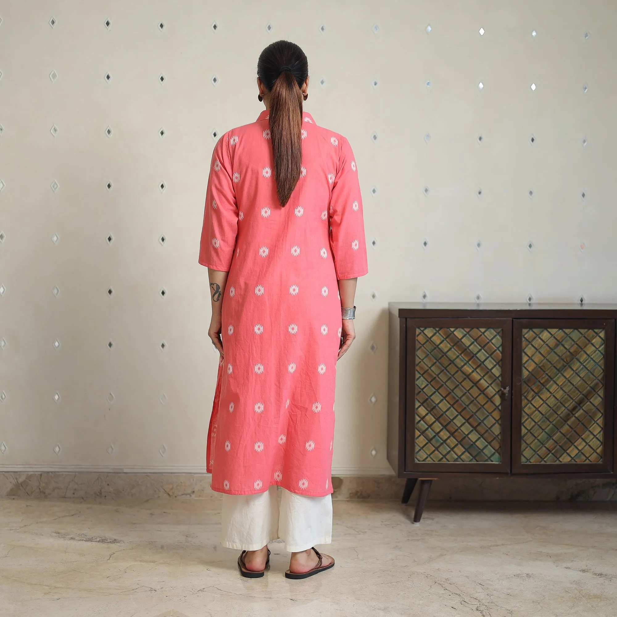 Pink - Jacquard Cotton Straight Kurta 06 sold by Itokri product image thumbnail 4