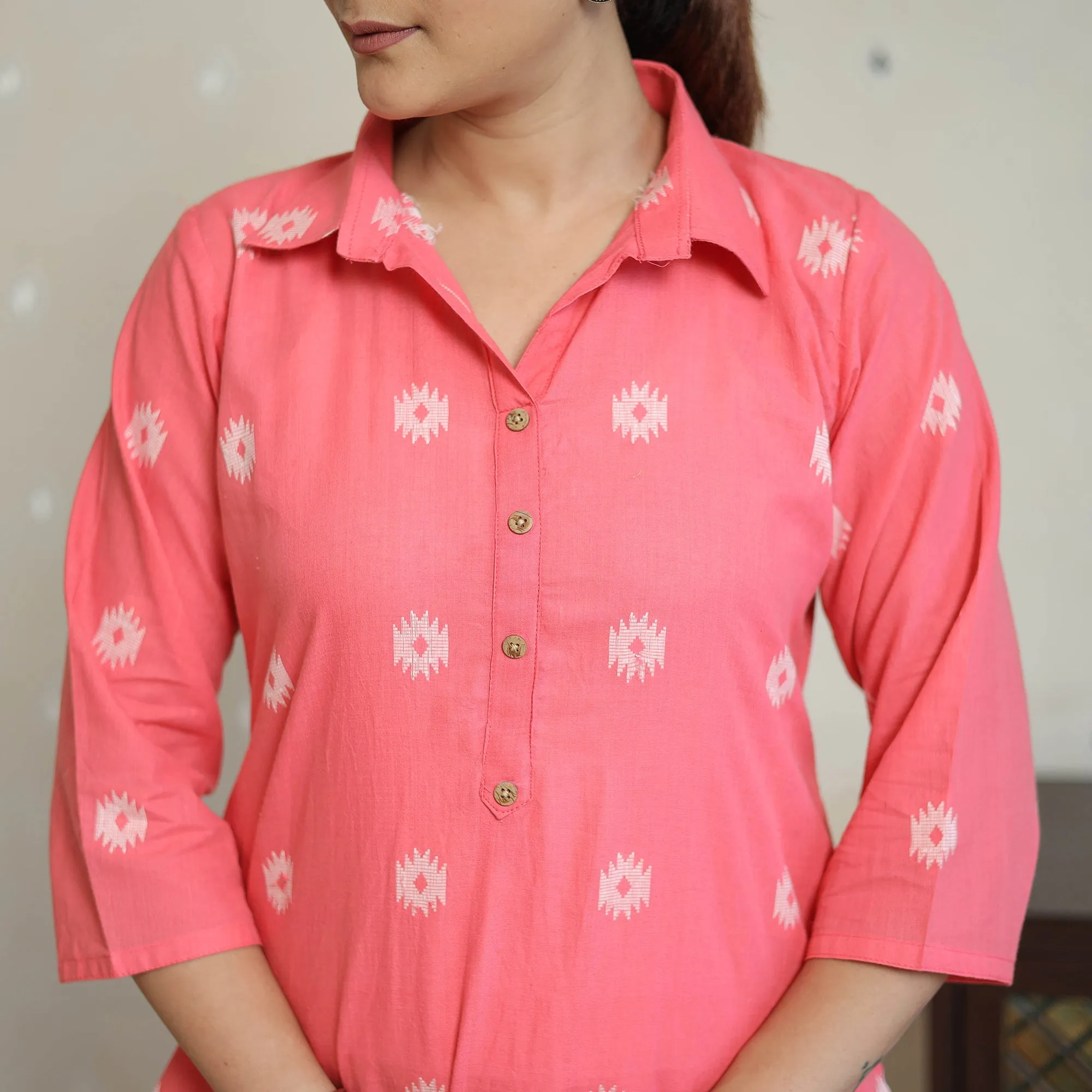 Pink - Jacquard Cotton Straight Kurta 06 sold by Itokri product image thumbnail 5