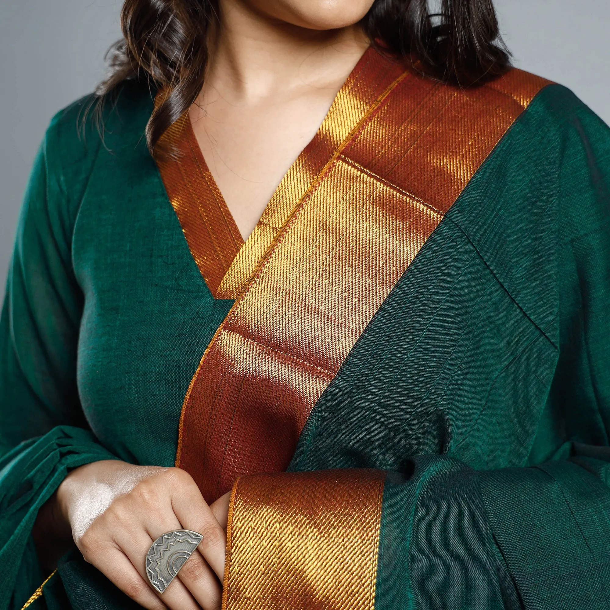 Dark Green - Dharwad Cotton Kurta with Palazzo & Dupatta Set sold by Itokri product image thumbnail 4