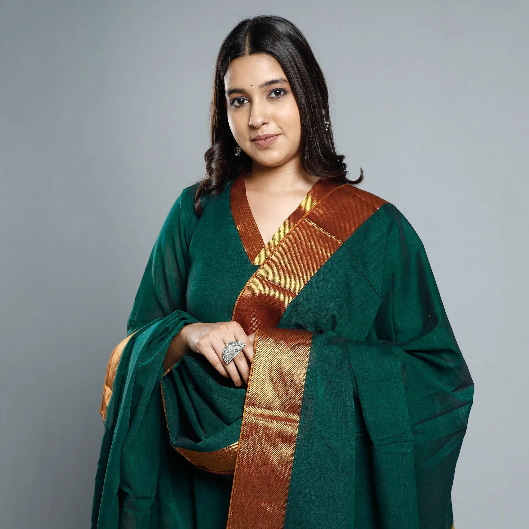 Dark Green - Dharwad Cotton Kurta with Palazzo & Dupatta Set sold by Itokri product image thumbnail 2
