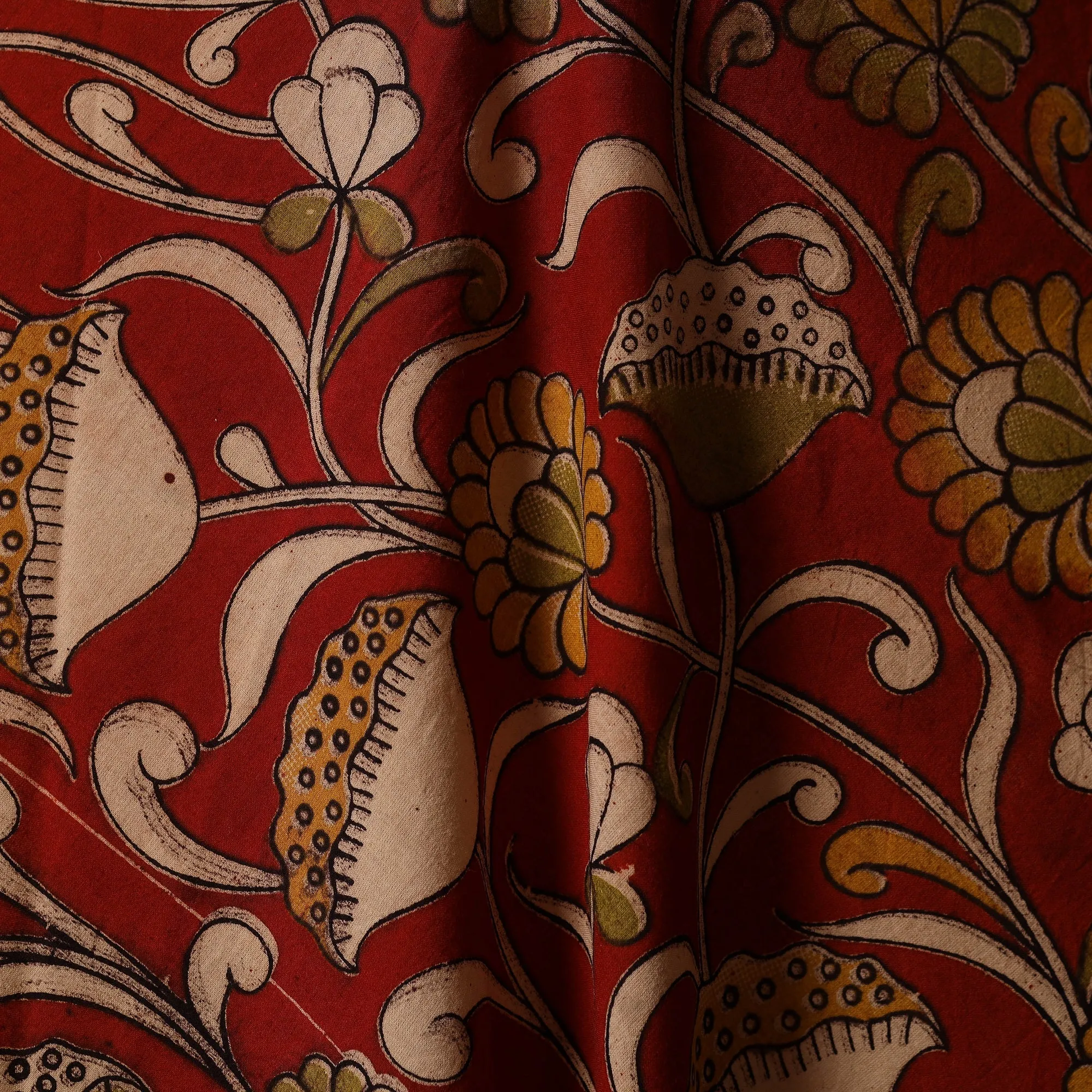Red - Printed Cotton Kalamkari Fabric 46 sold by Itokri product image thumbnail 3