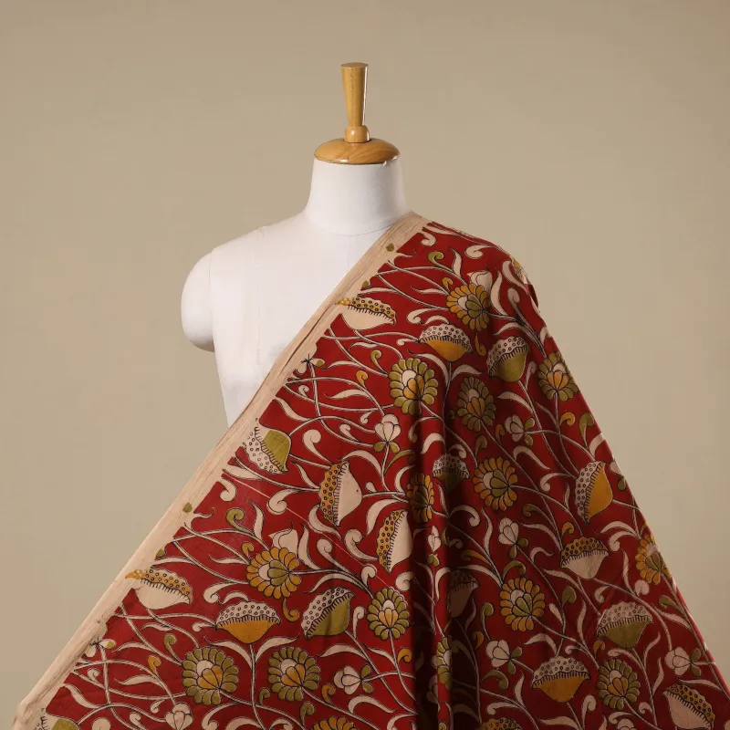 Red - Printed Cotton Kalamkari Fabric 46 made by Itokri