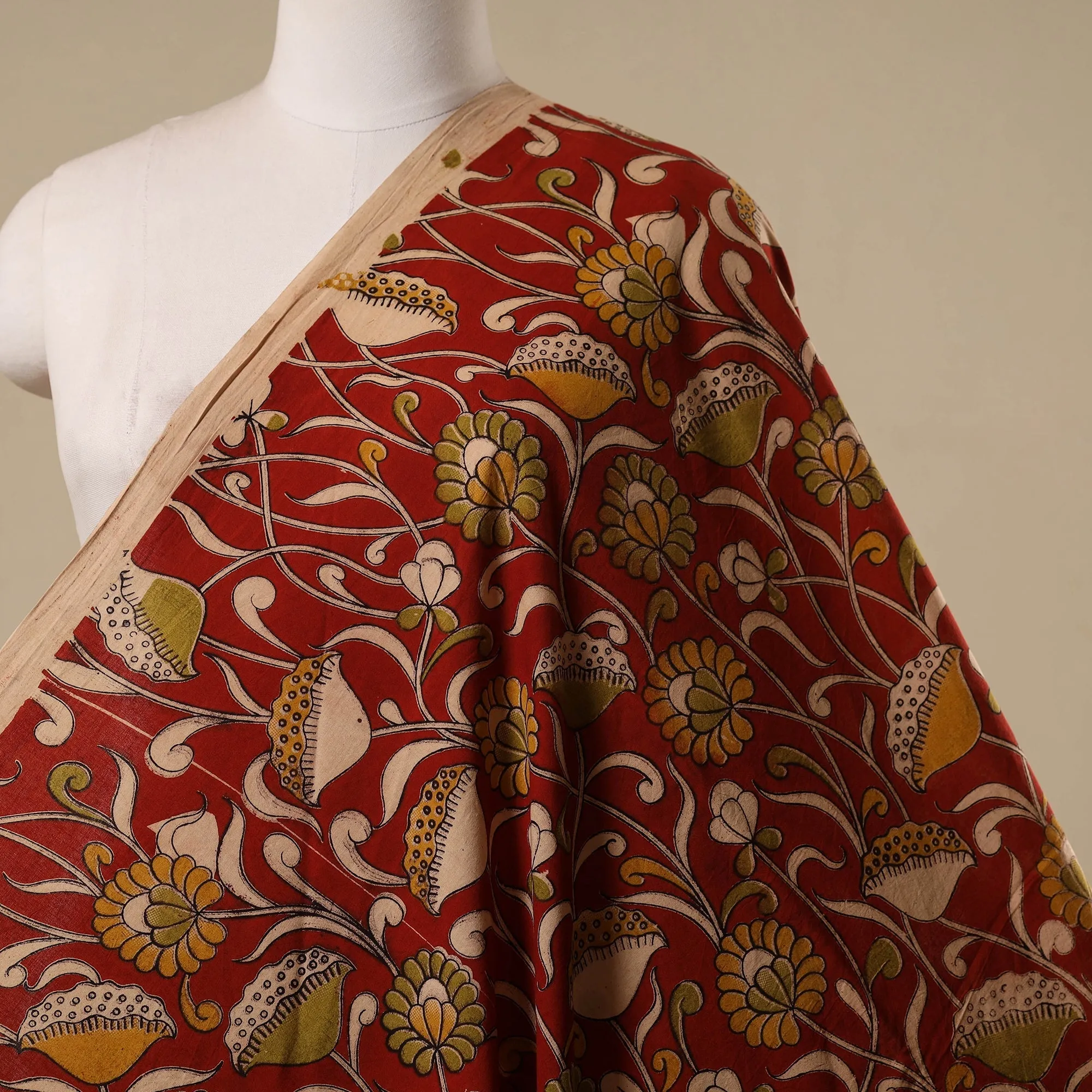 Red - Printed Cotton Kalamkari Fabric 46 sold by Itokri product image thumbnail 2