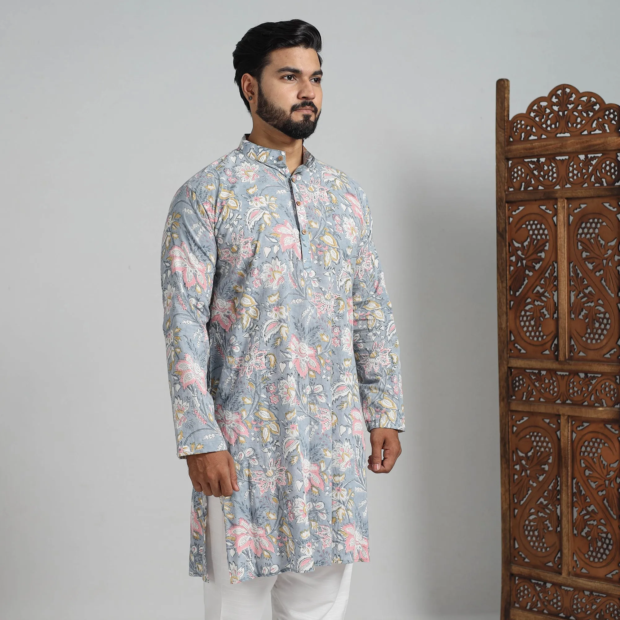 Block Print Cotton Sanganeri Kurta for Men (Long) 09 sold by Itokri product image thumbnail 5