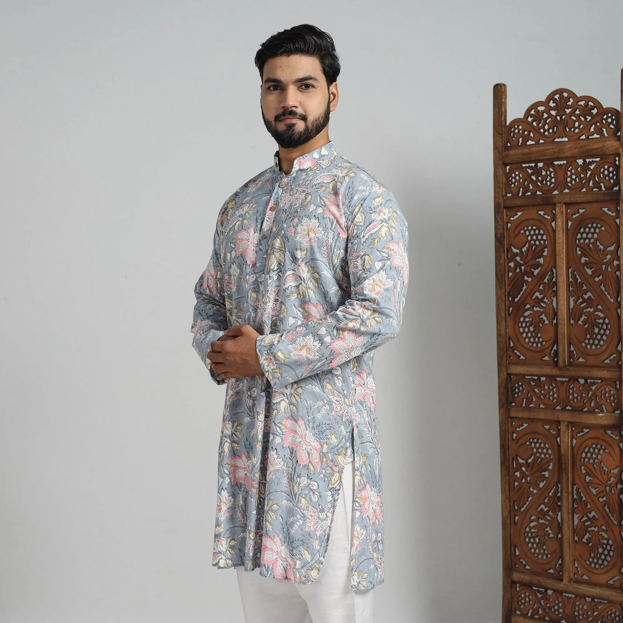 Block Print Cotton Sanganeri Kurta for Men (Long) 09 sold by Itokri product image thumbnail 4