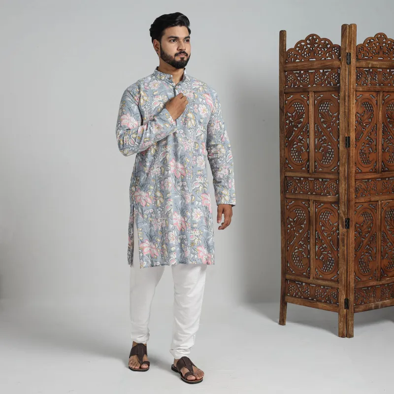 Block Print Cotton Sanganeri Kurta for Men (Long) 09 sold by Itokri