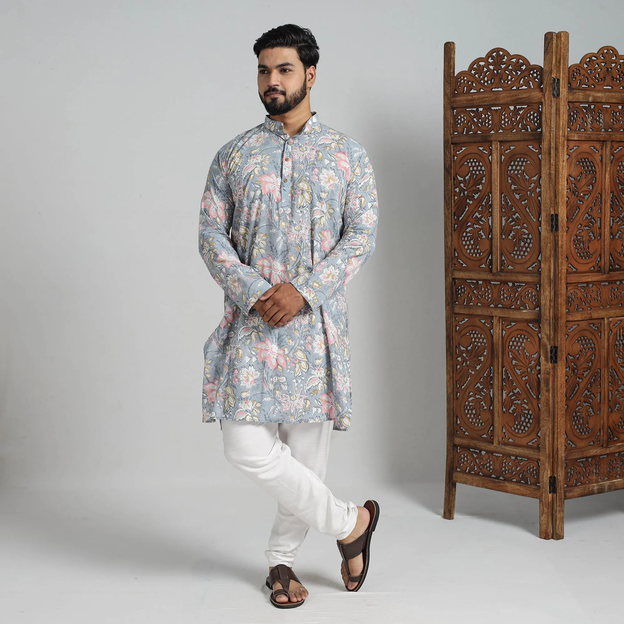 Block Print Cotton Sanganeri Kurta for Men (Long) 09 sold by Itokri product image thumbnail 2