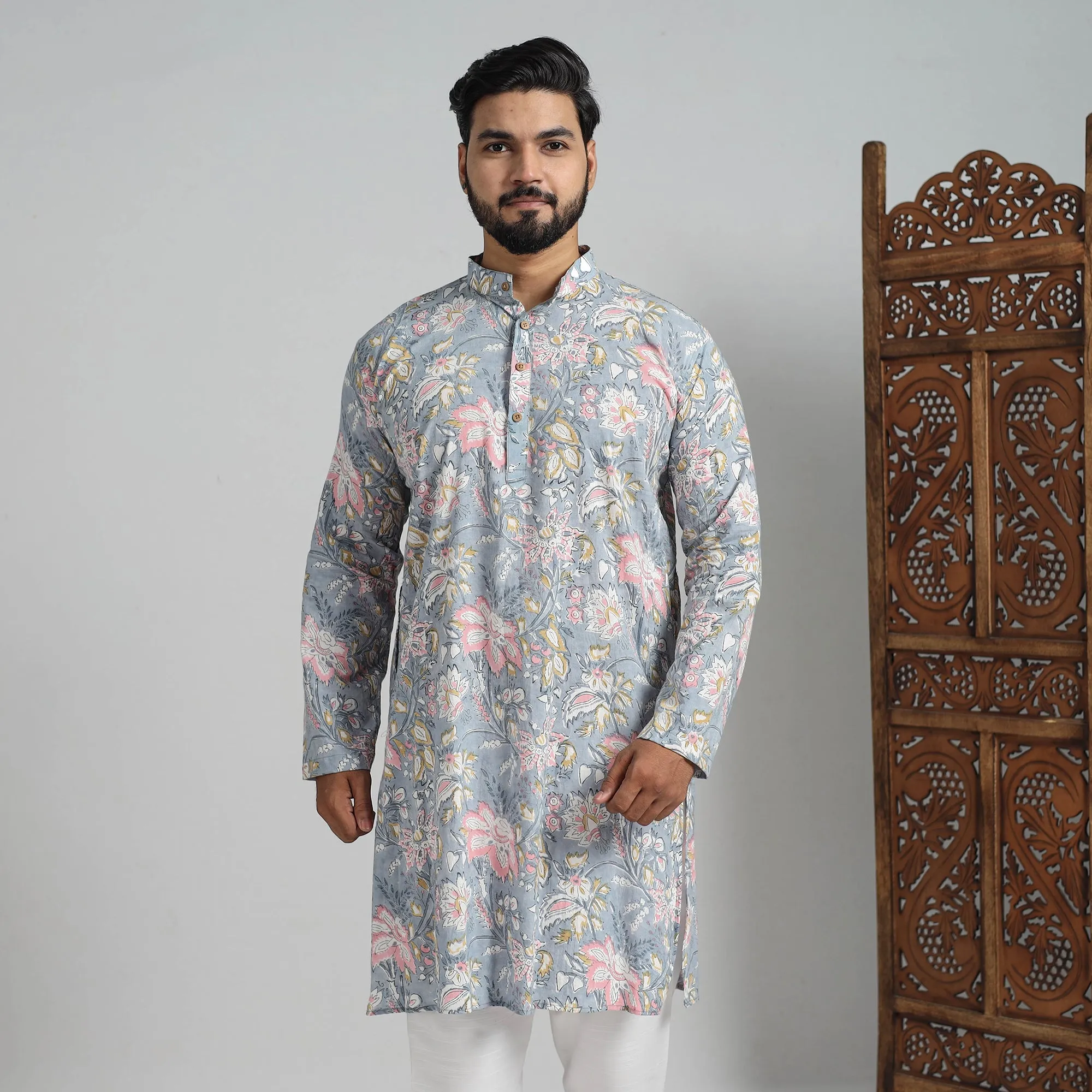 Block Print Cotton Sanganeri Kurta for Men (Long) 09 sold by Itokri product image thumbnail 3