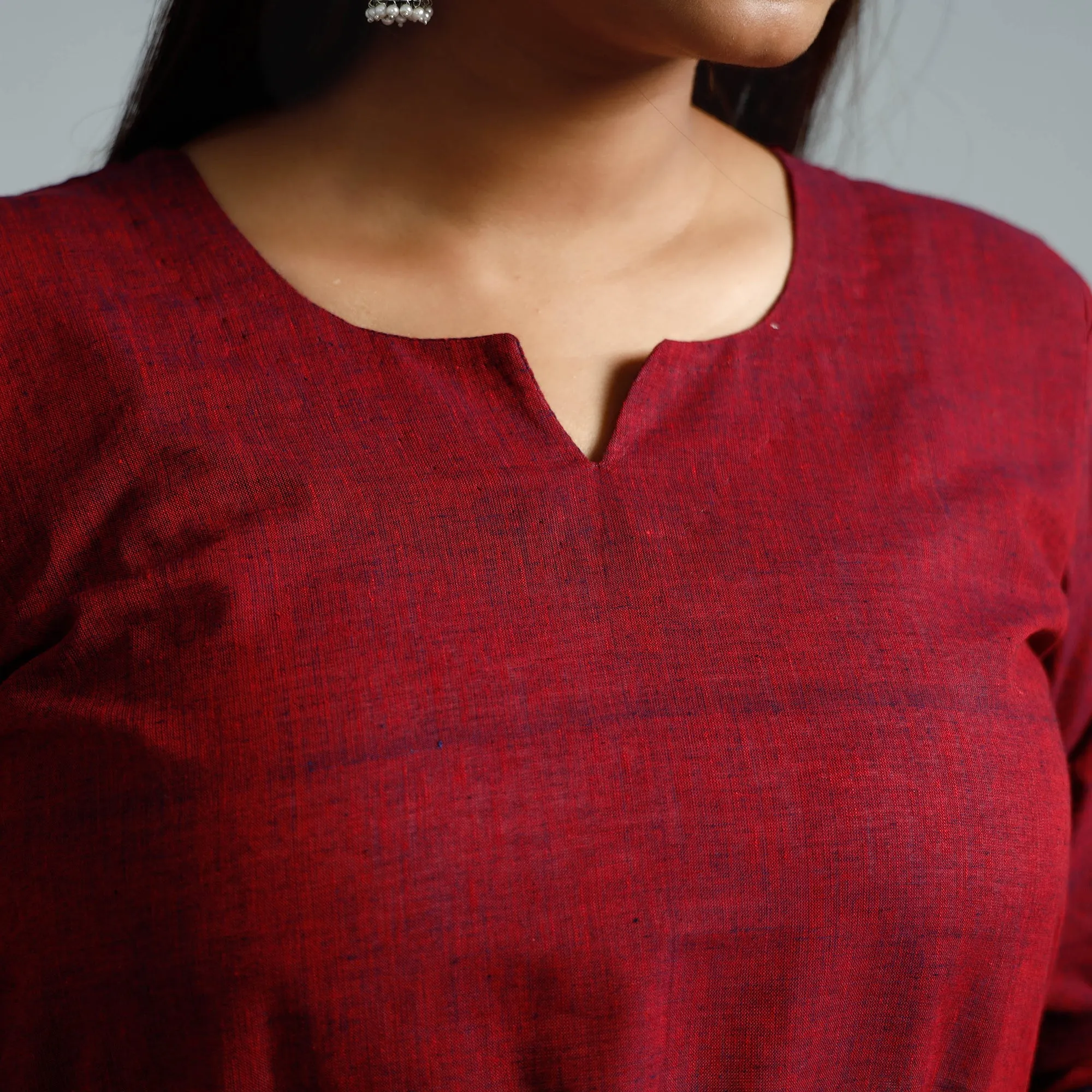 Red & Blue Dharwad Cotton Long Kurta sold by Itokri product image thumbnail 4