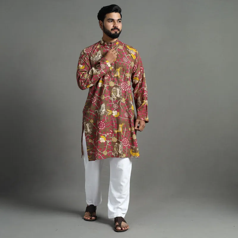 Kalamkari Printed Cotton Men Long Kurta 14 sold by Itokri