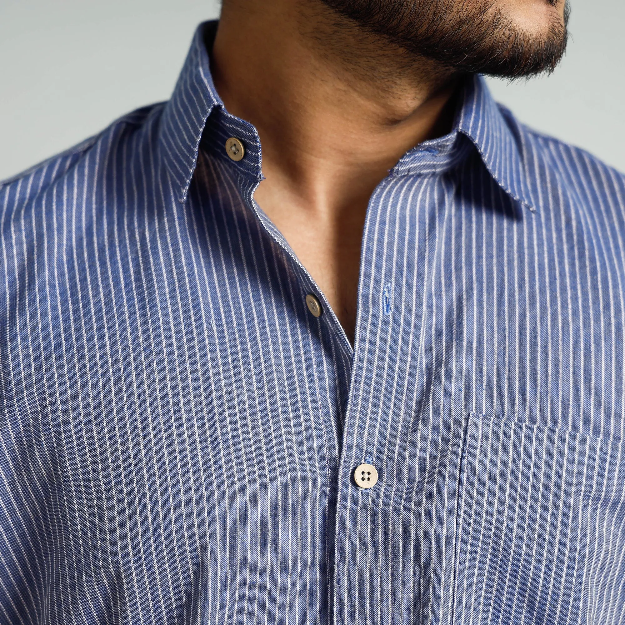 Purple - Plain Handloom Cotton Men Half Sleeve Shirt sold by Itokri product image thumbnail 4