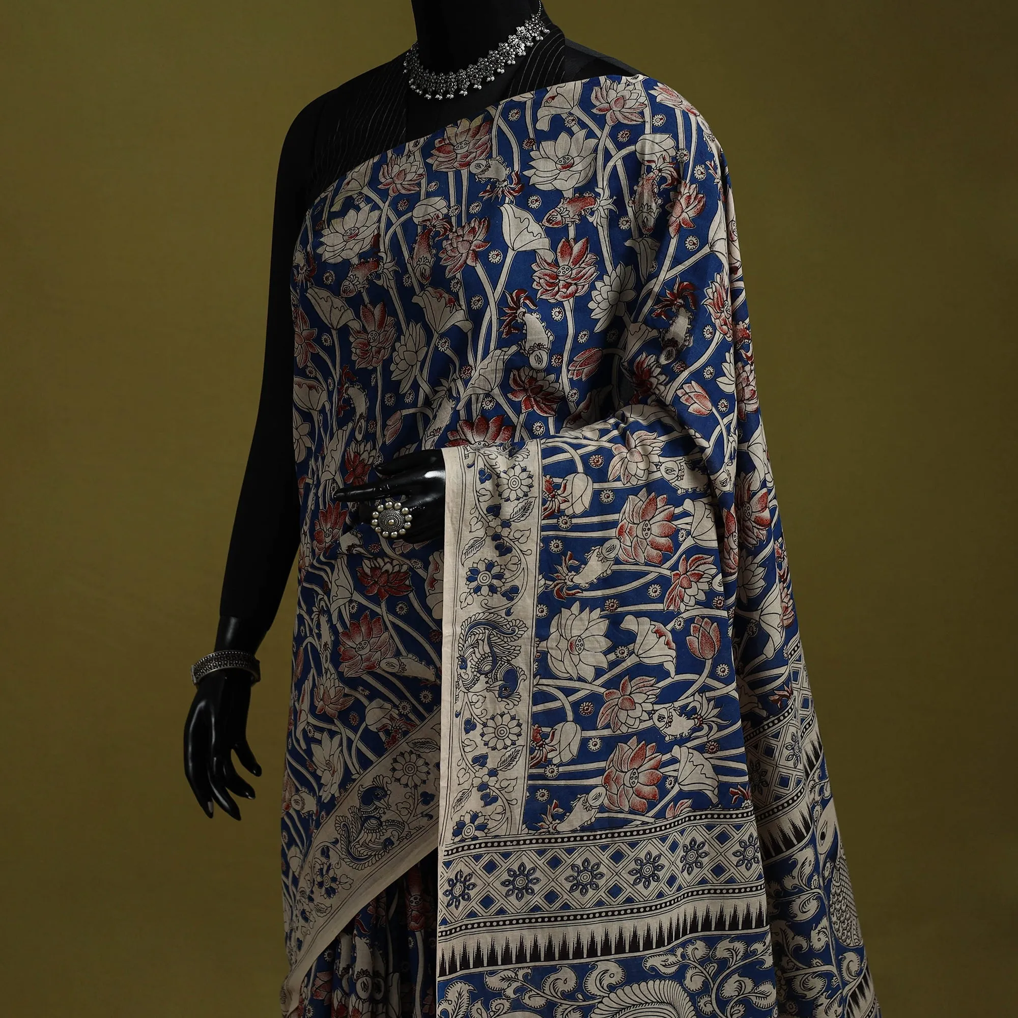 Blue - Printed Cotton Nellore Kalamkari Saree 46 sold by Itokri product image thumbnail 2