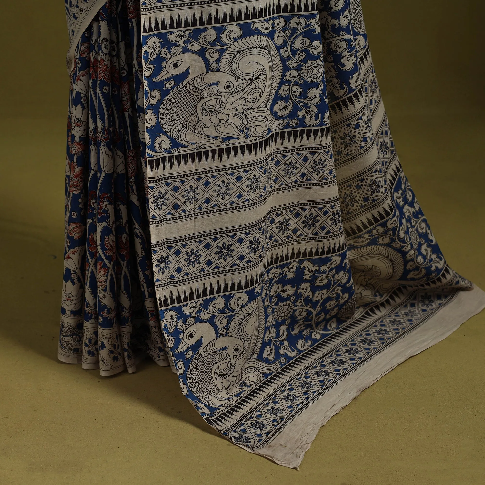 Blue - Printed Cotton Nellore Kalamkari Saree 46 sold by Itokri product image thumbnail 4