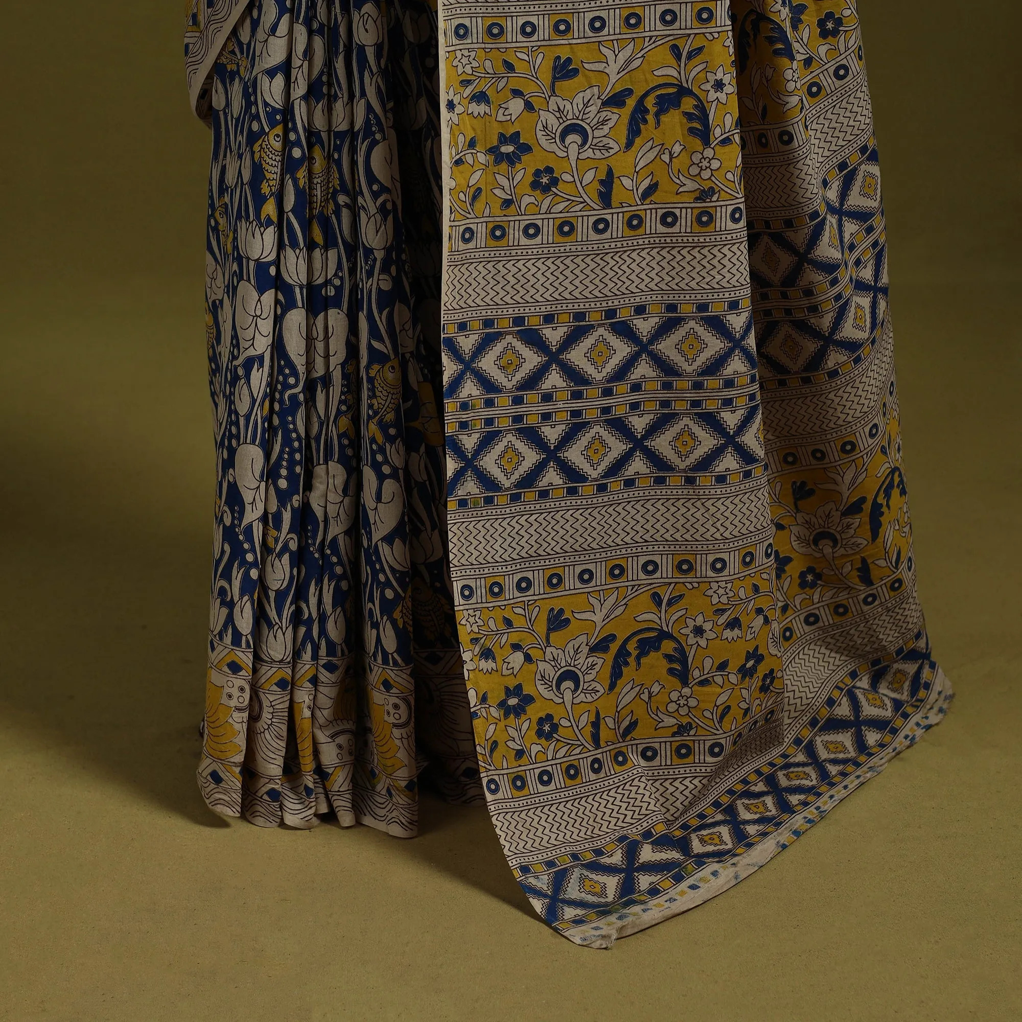 Blue - Printed Cotton Nellore Kalamkari Saree 40 sold by Itokri product image thumbnail 4