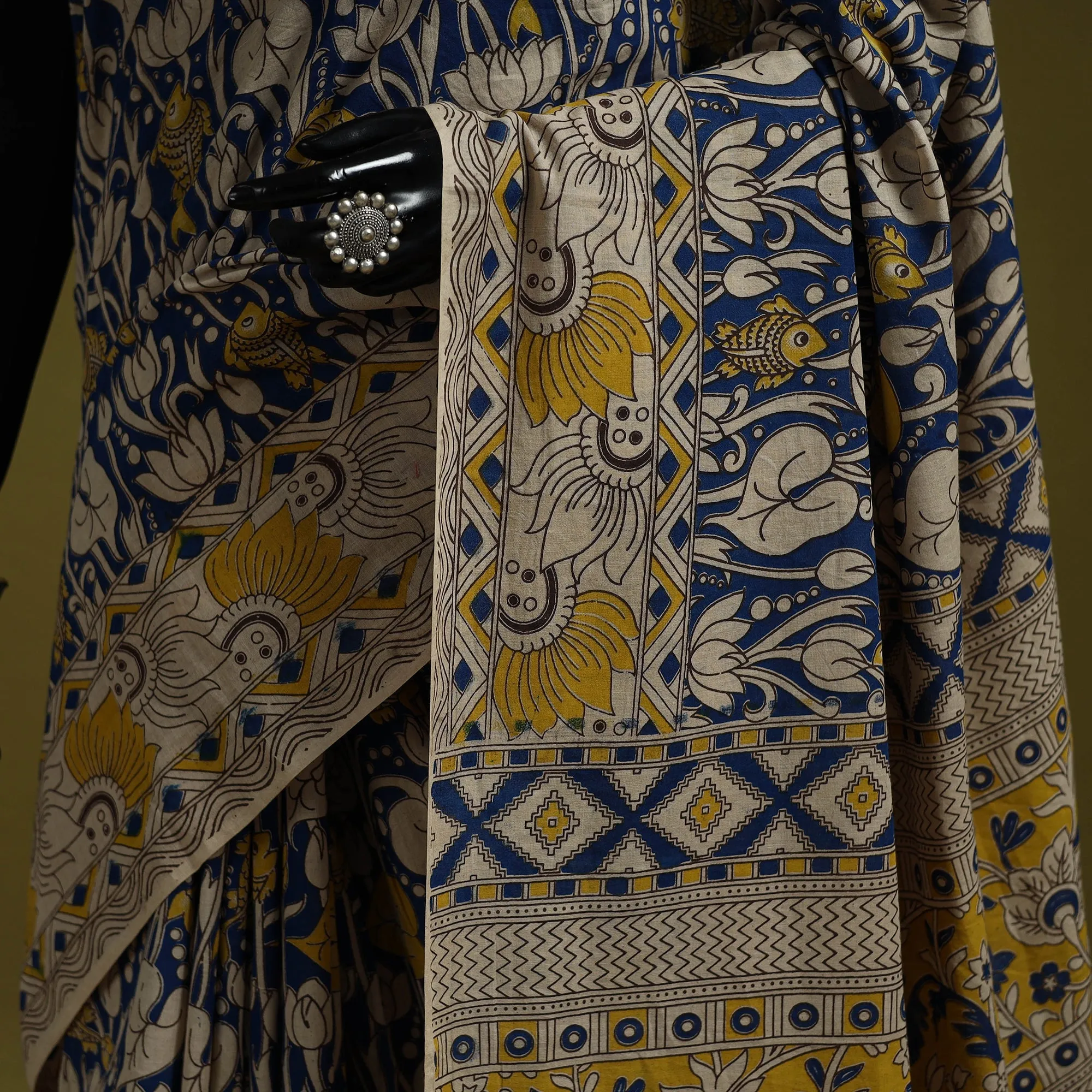 Blue - Printed Cotton Nellore Kalamkari Saree 40 sold by Itokri product image thumbnail 3