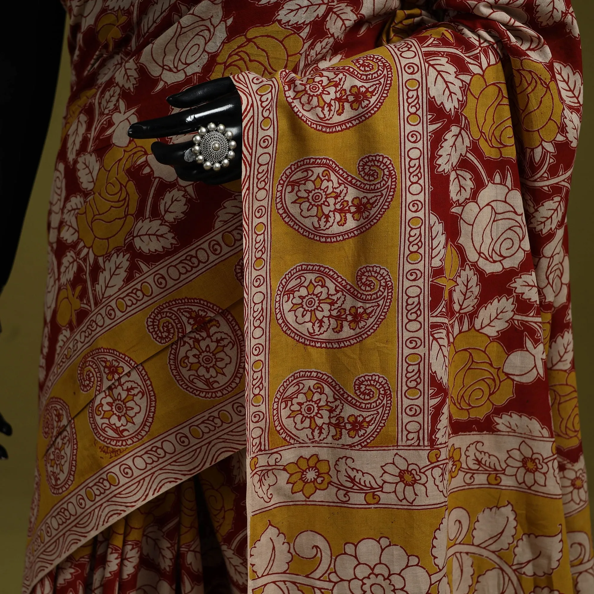 Red - Printed Cotton Nellore Kalamkari Saree 36 sold by Itokri product image thumbnail 3