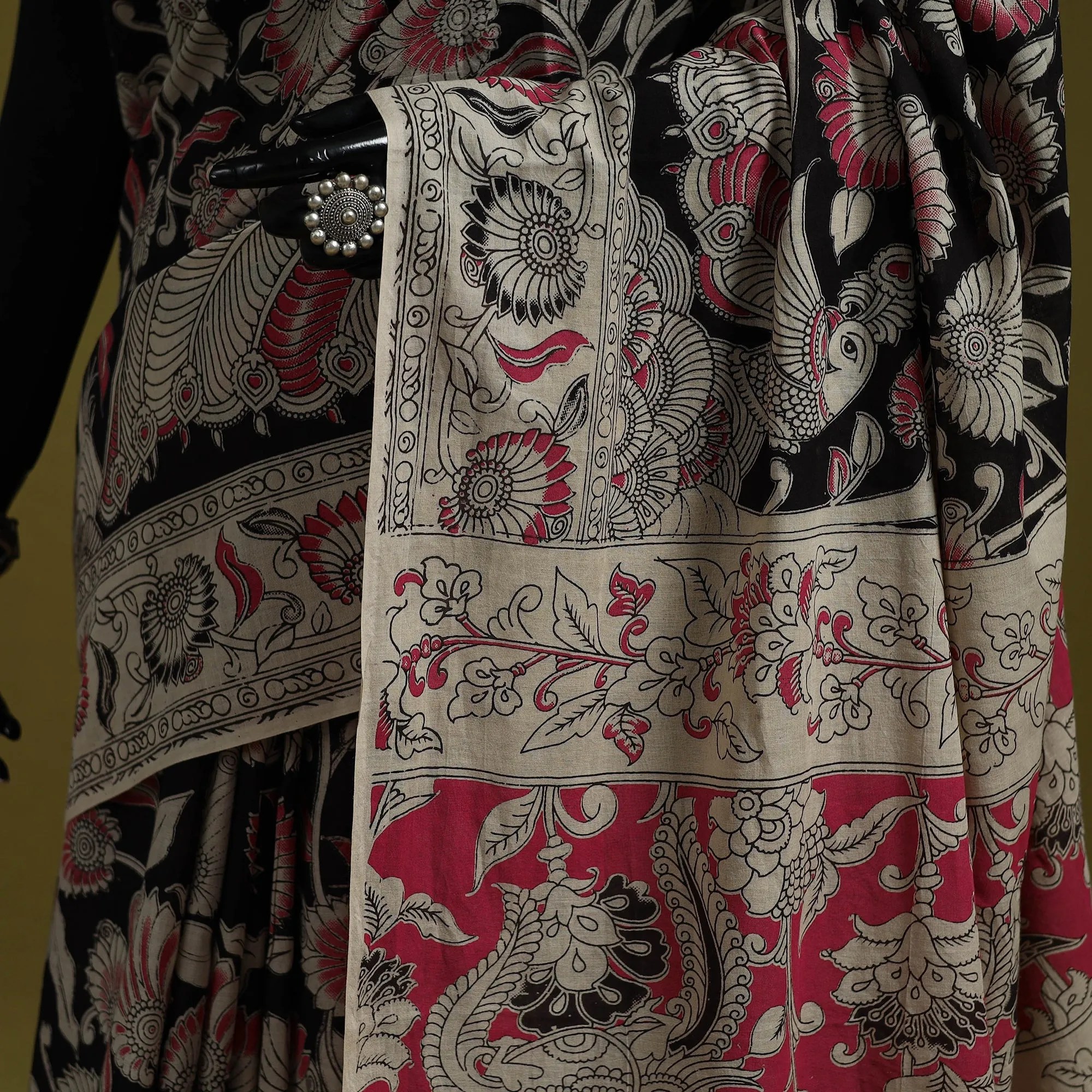 Black - Printed Cotton Nellore Kalamkari Saree 32 sold by Itokri product image thumbnail 3