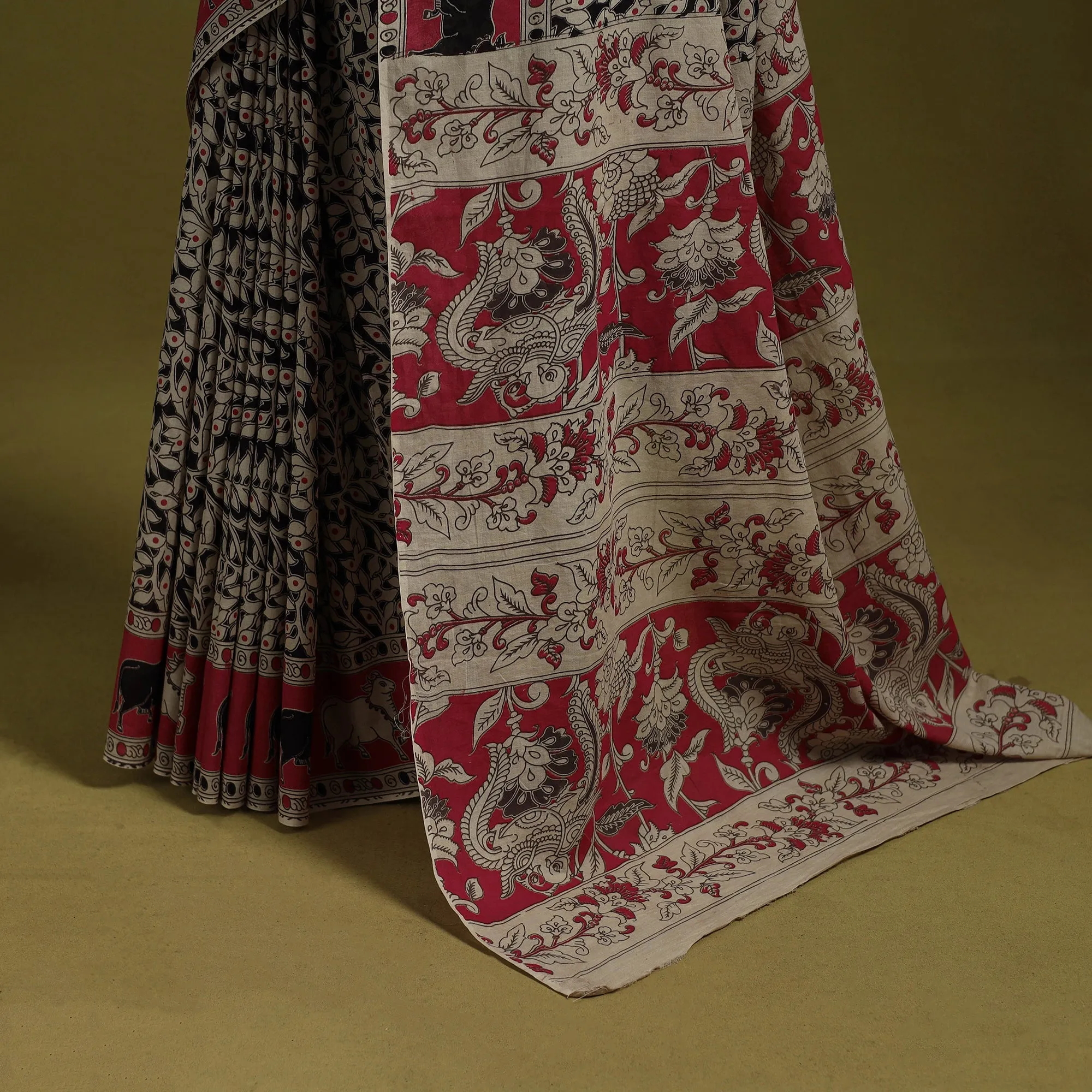 Black - Printed Cotton Nellore Kalamkari Saree 31 sold by Itokri product image thumbnail 4