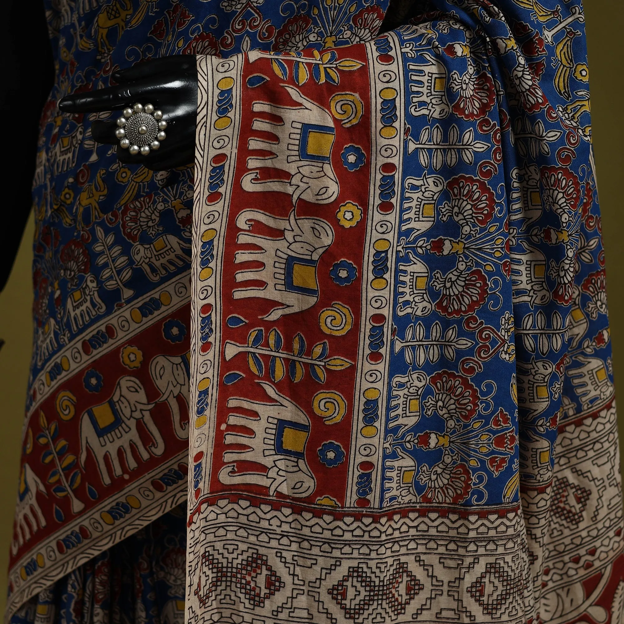 Blue - Printed Cotton Nellore Kalamkari Saree 28 sold by Itokri product image thumbnail 3