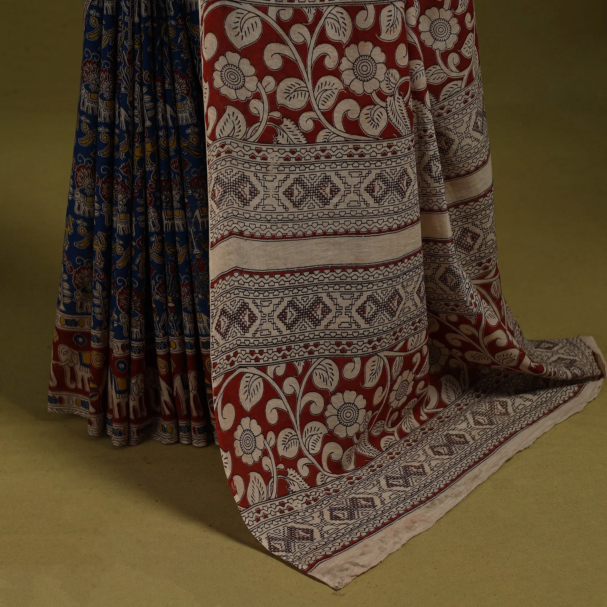 Blue - Printed Cotton Nellore Kalamkari Saree 28 sold by Itokri product image thumbnail 4