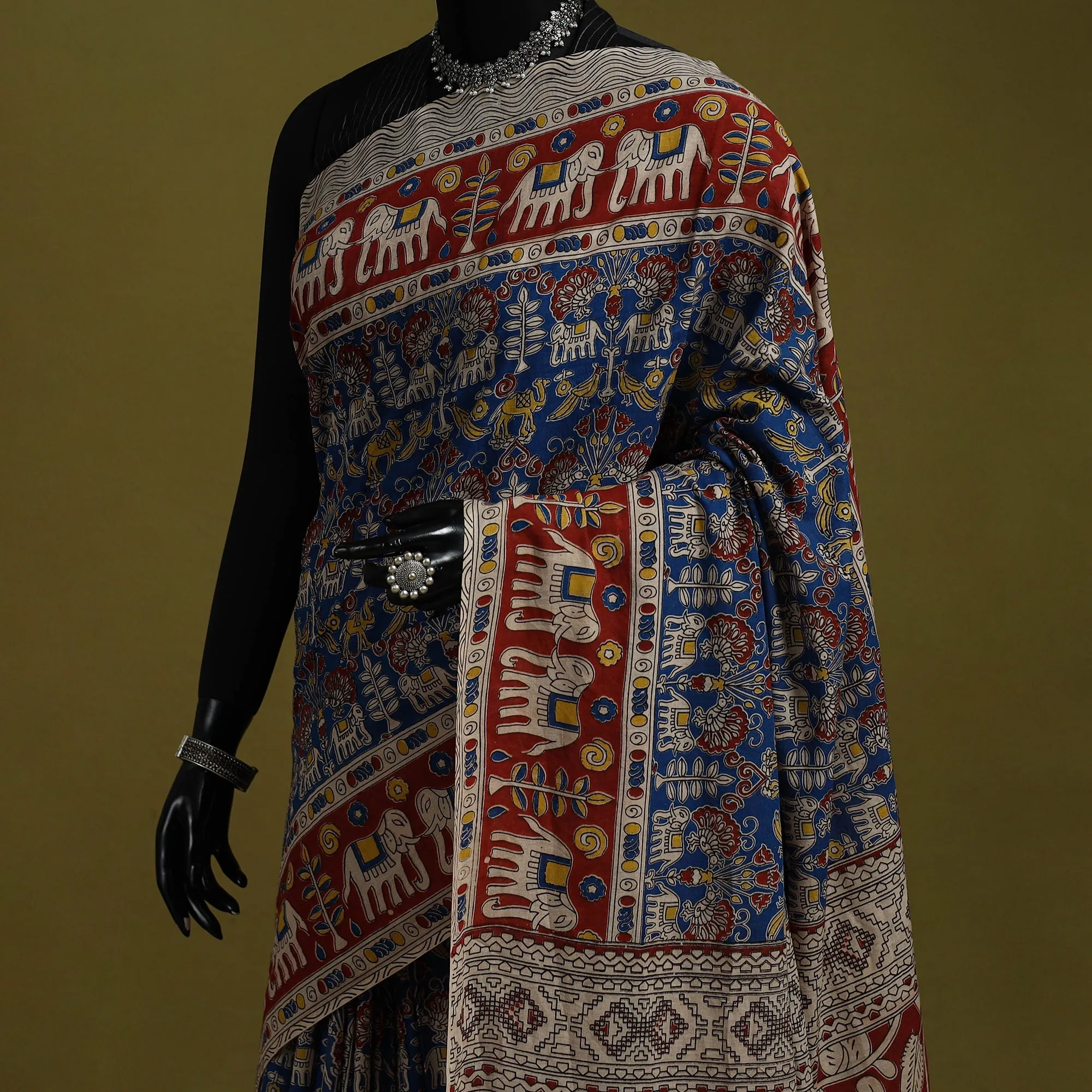 Blue - Printed Cotton Nellore Kalamkari Saree 28 sold by Itokri product image thumbnail 2