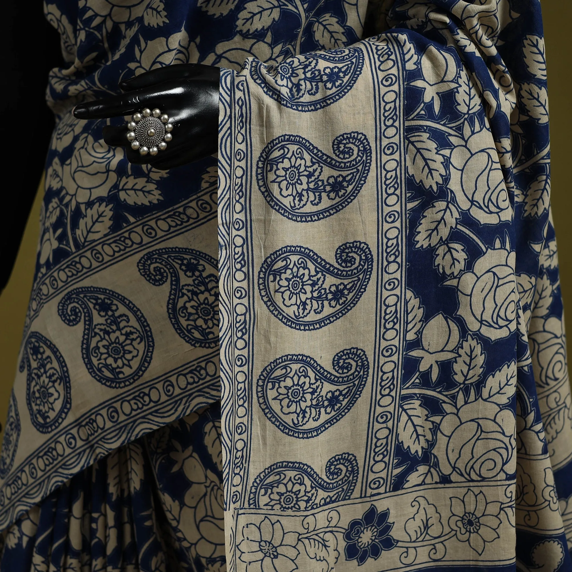 Blue - Printed Cotton Nellore Kalamkari Saree 27 sold by Itokri product image thumbnail 3