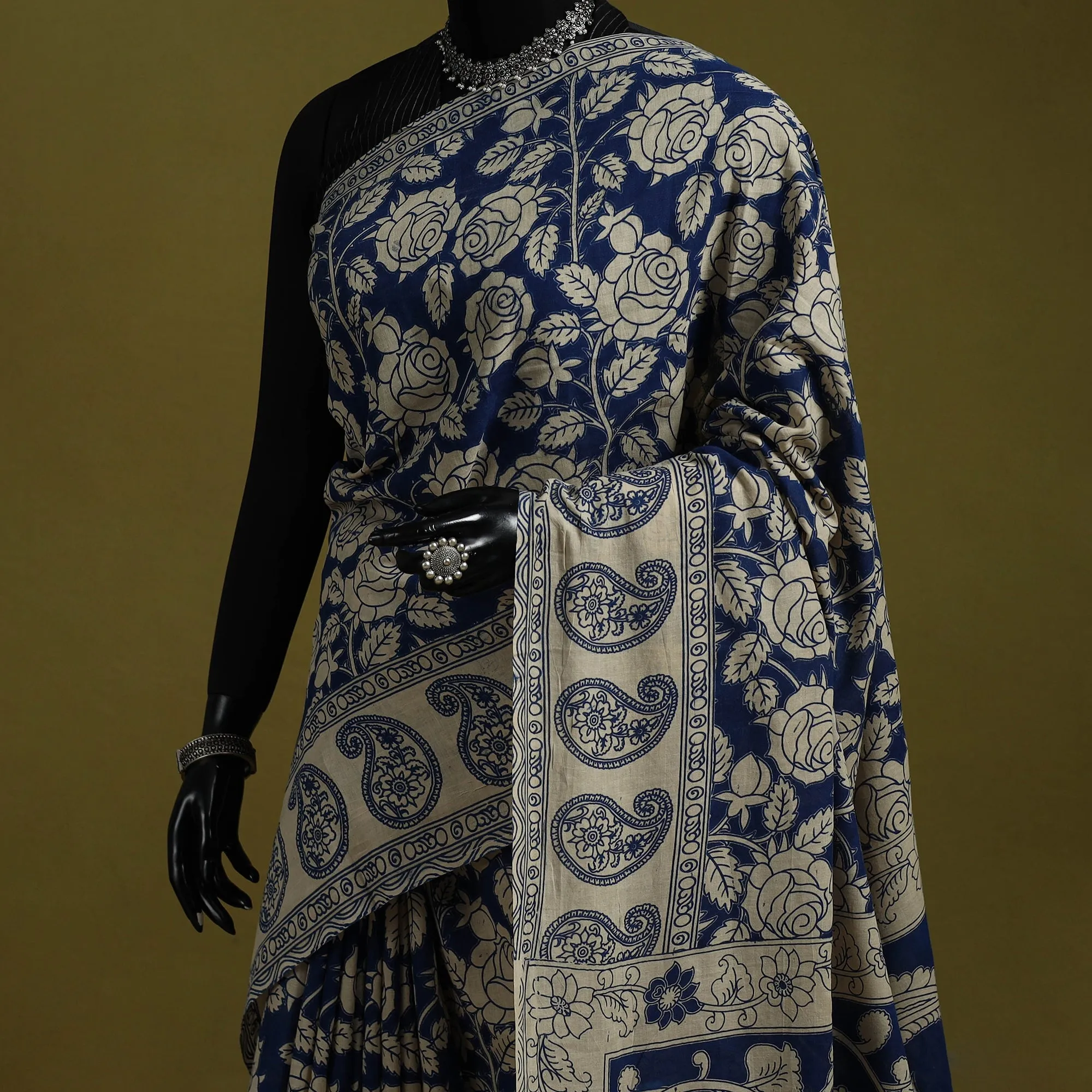 Blue - Printed Cotton Nellore Kalamkari Saree 27 sold by Itokri product image thumbnail 2