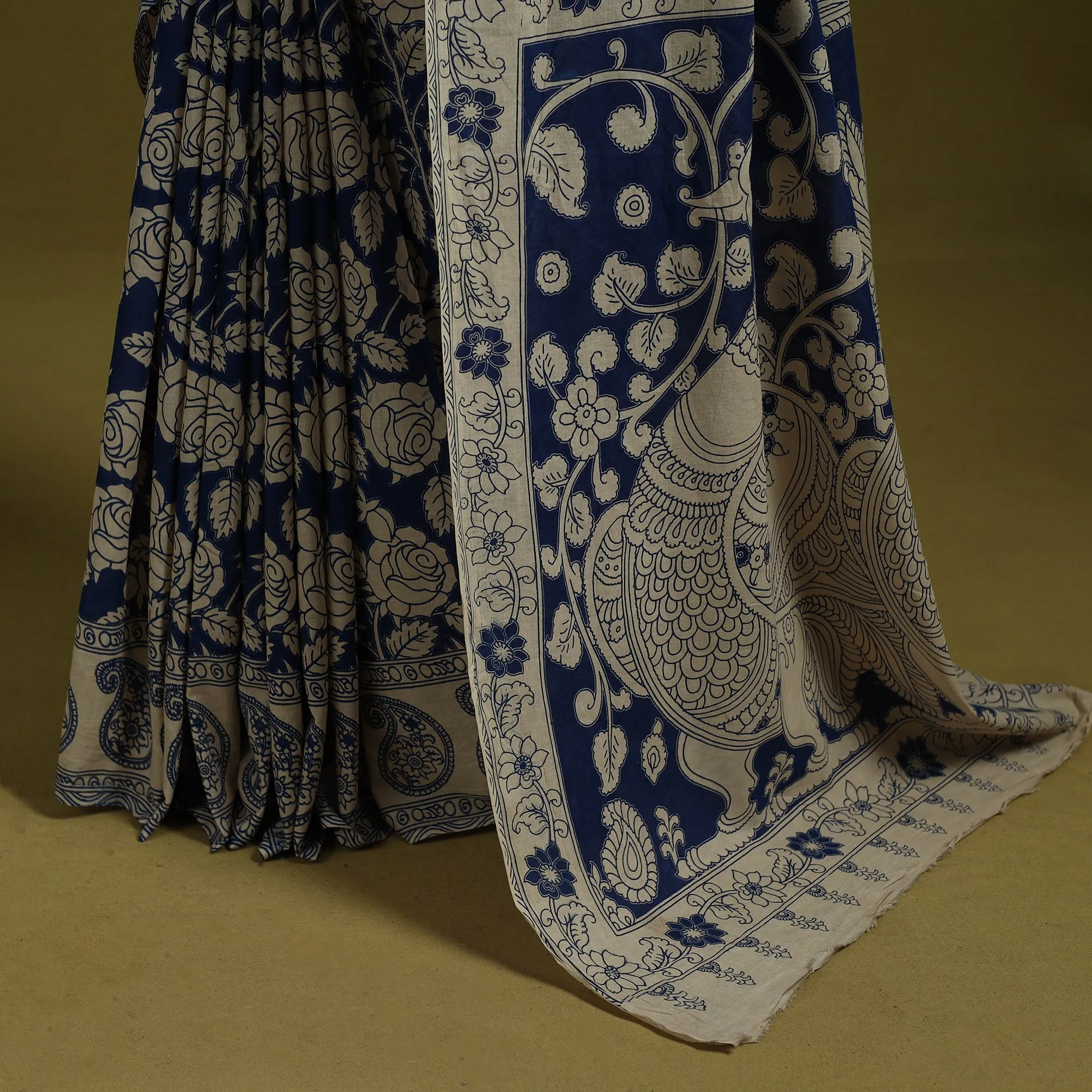 Blue - Printed Cotton Nellore Kalamkari Saree 27 sold by Itokri product image thumbnail 4