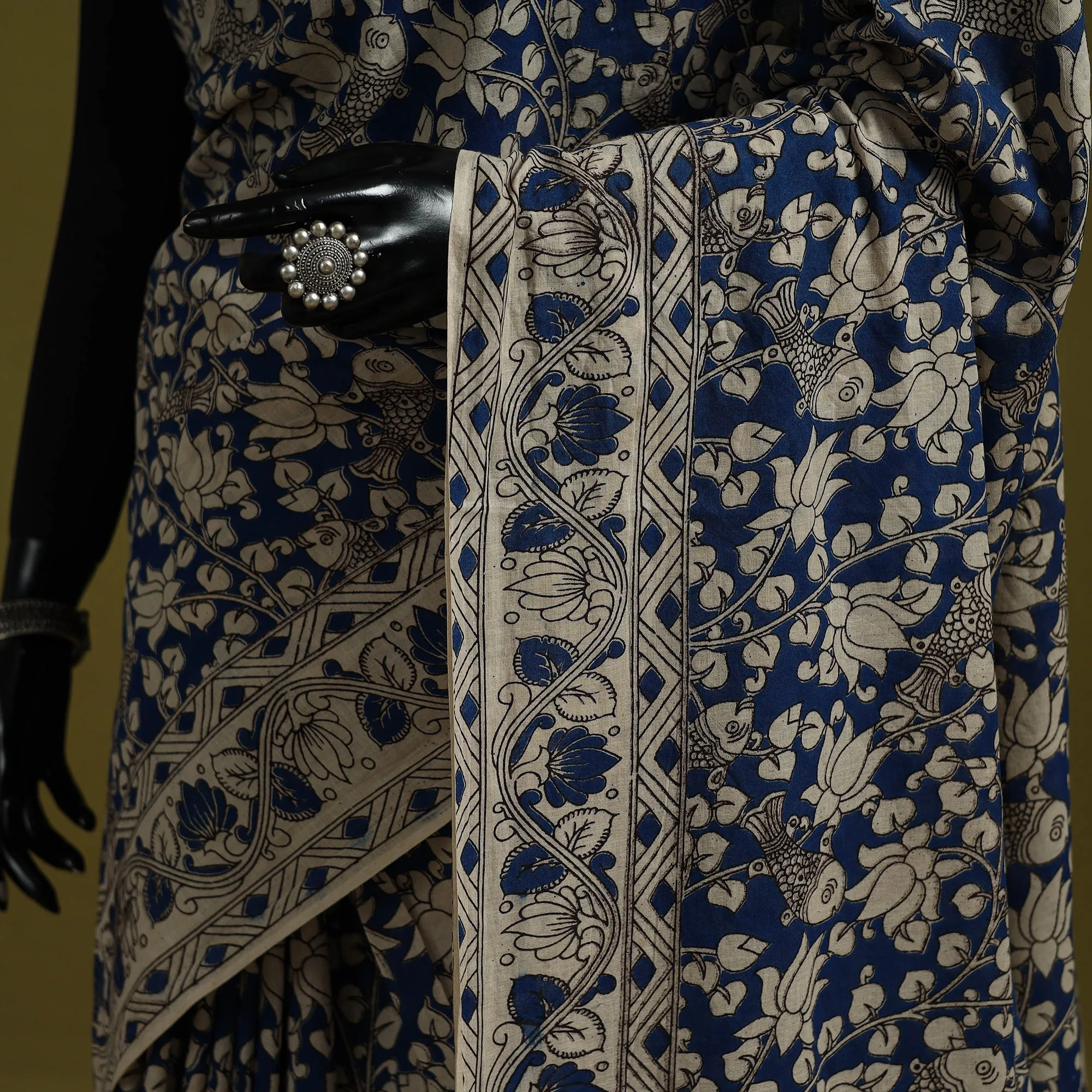 Blue - Printed Cotton Nellore Kalamkari Saree 25 sold by Itokri product image thumbnail 3